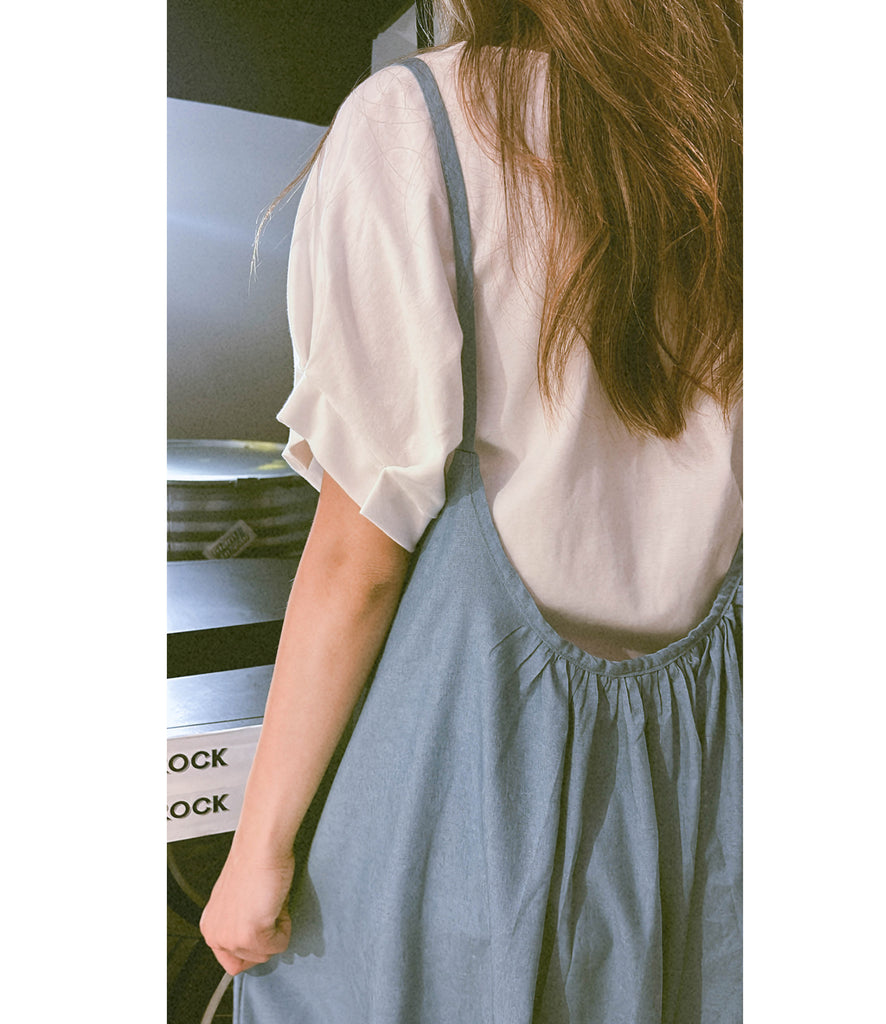 Denim Alice 背部設計吊帶口袋牛仔裙, Dress/ DS9304