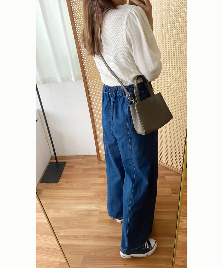 Skirt Wide 白車邊裙形闊腳牛仔褲, Jeans/ SK8754