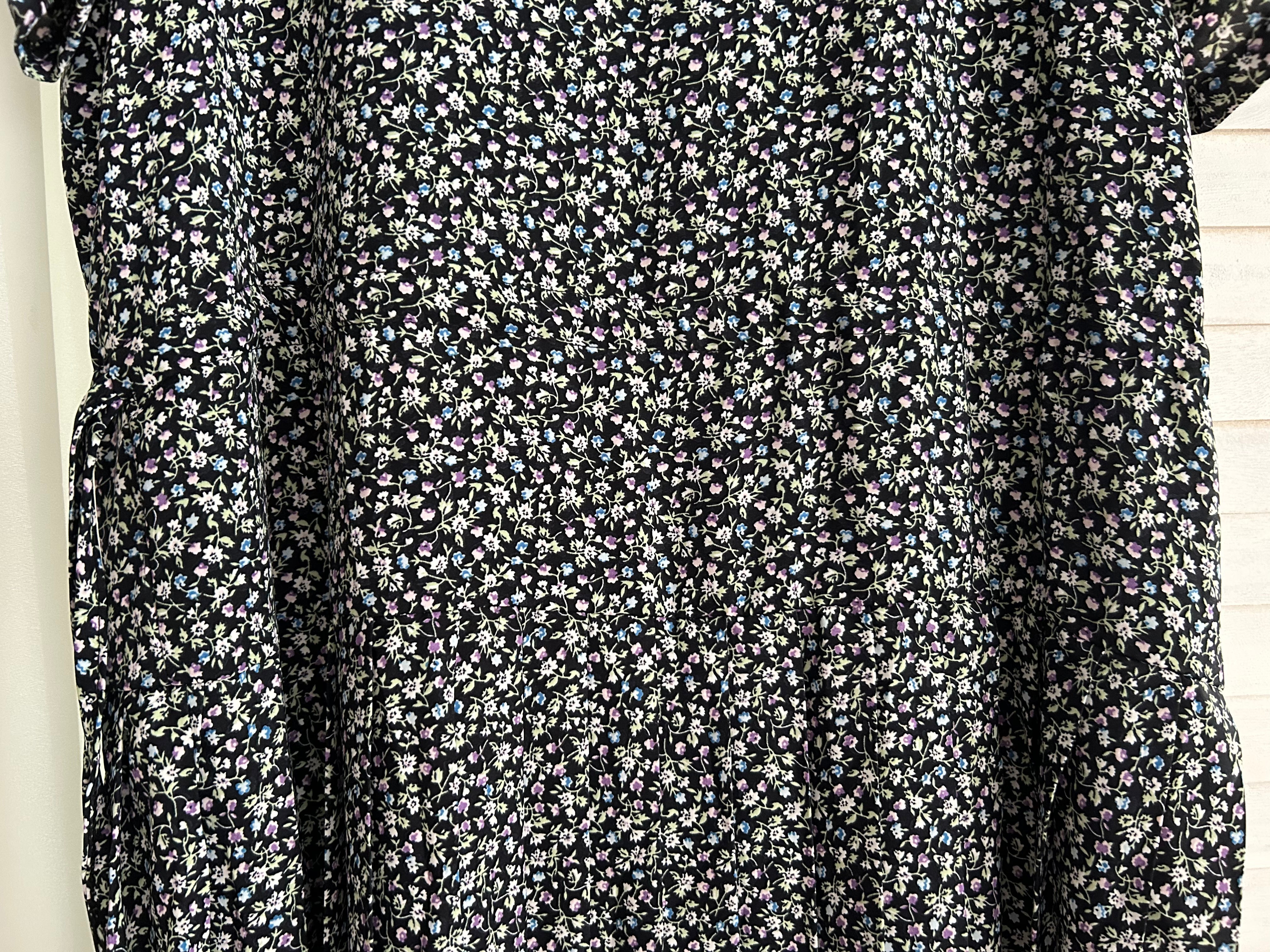 Blackberry 黑梅子彩花側蝴蝶腰下百褶傘裙, Dress/ DS9319