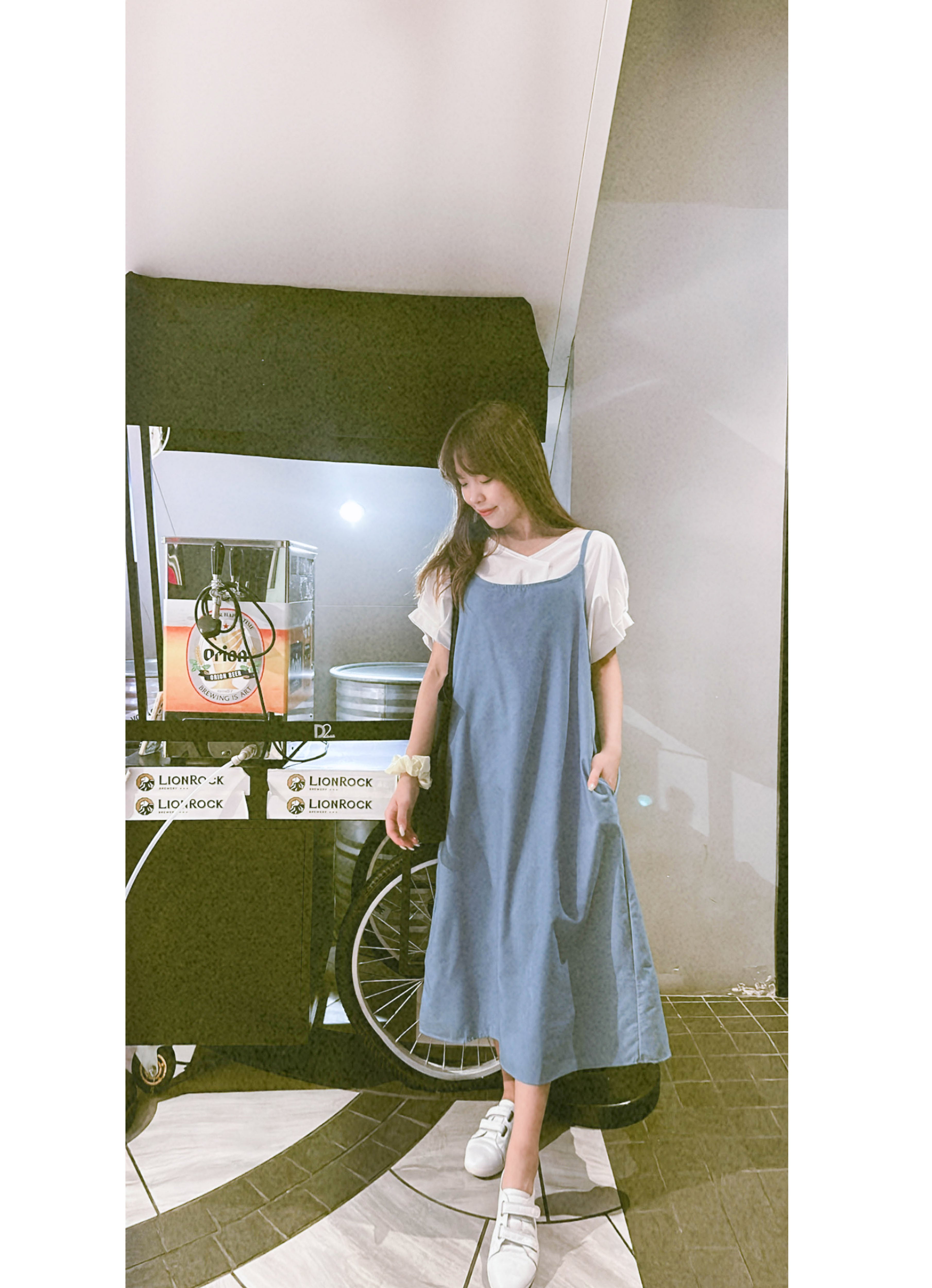 Denim Alice 背部設計吊帶口袋牛仔裙, Dress/ DS9304