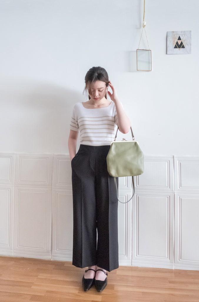 Buttons 三色鈕扣口袋顯瘦闊腳西褲, Pants/ PT8384 (beige/Milktea sold out)