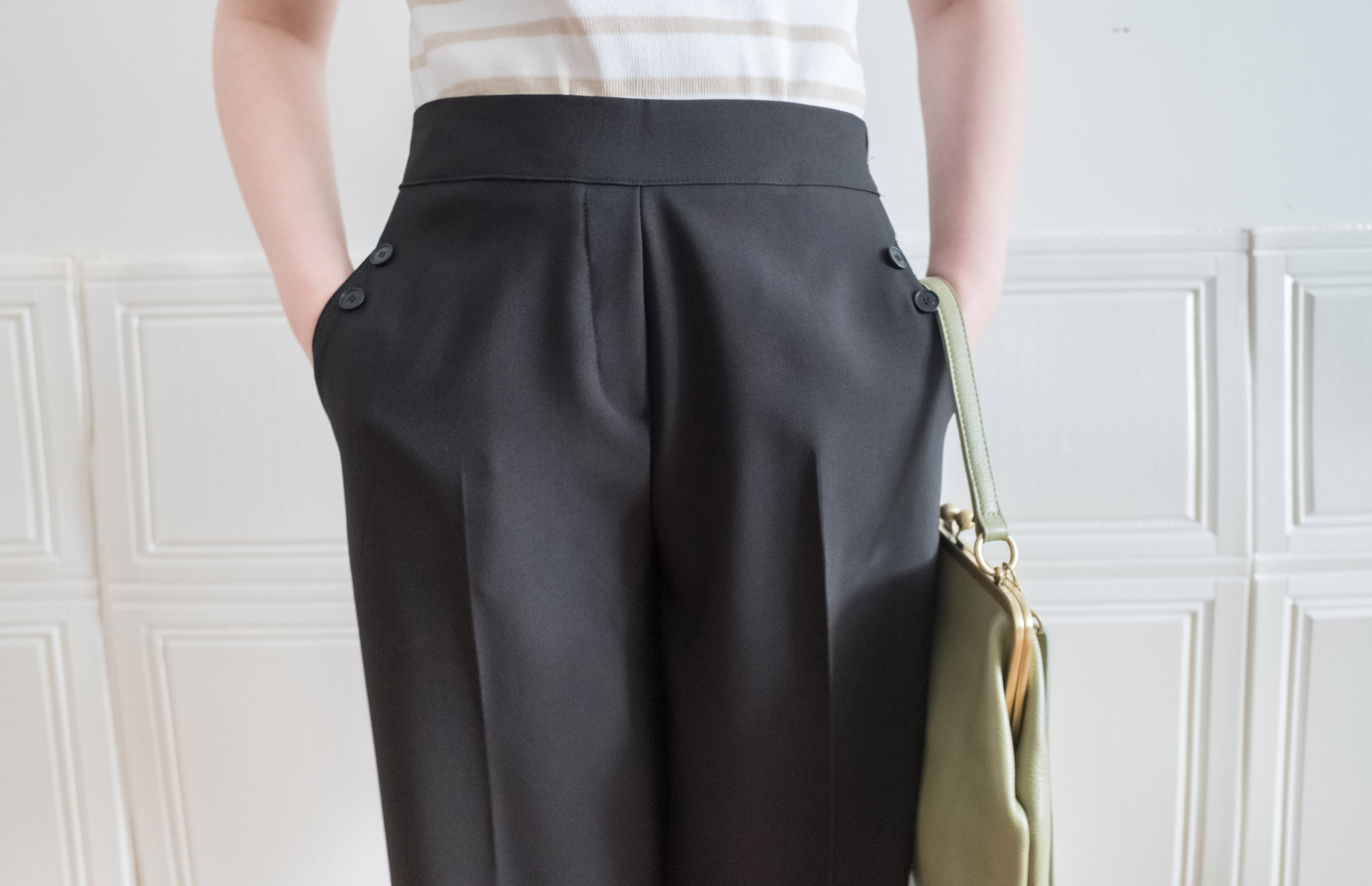 Buttons 三色鈕扣口袋顯瘦闊腳西褲, Pants/ PT8384 (beige/Milktea sold out)