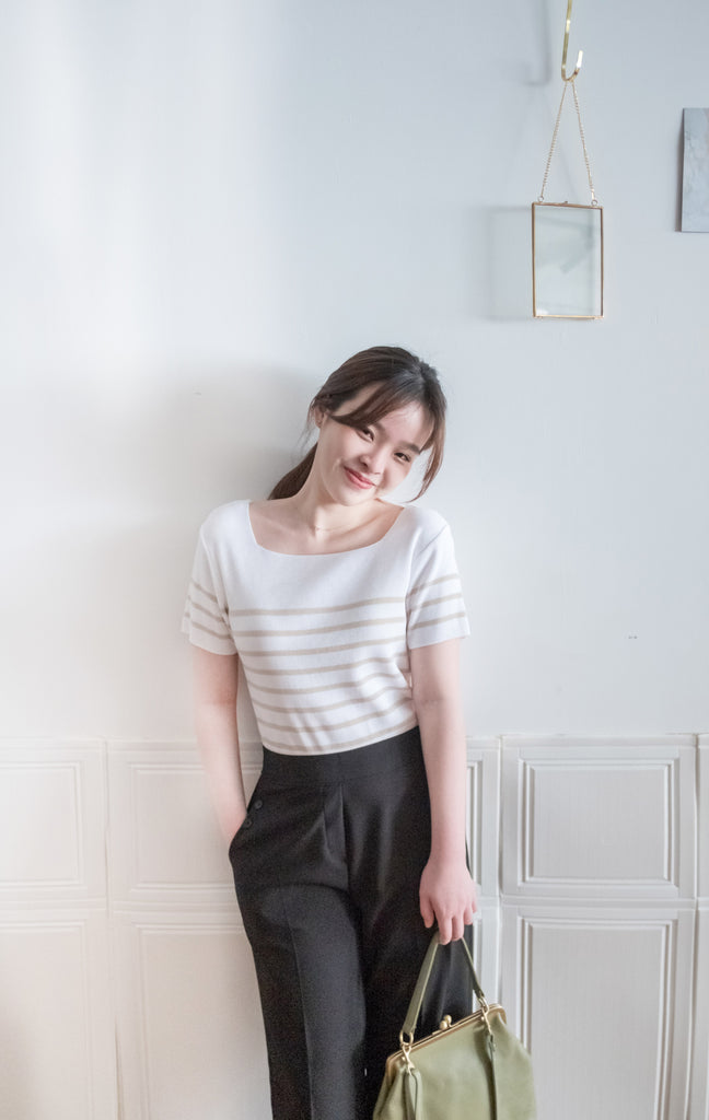 Buttons 三色鈕扣口袋顯瘦闊腳西褲, Pants/ PT8384 (beige/Milktea sold out)