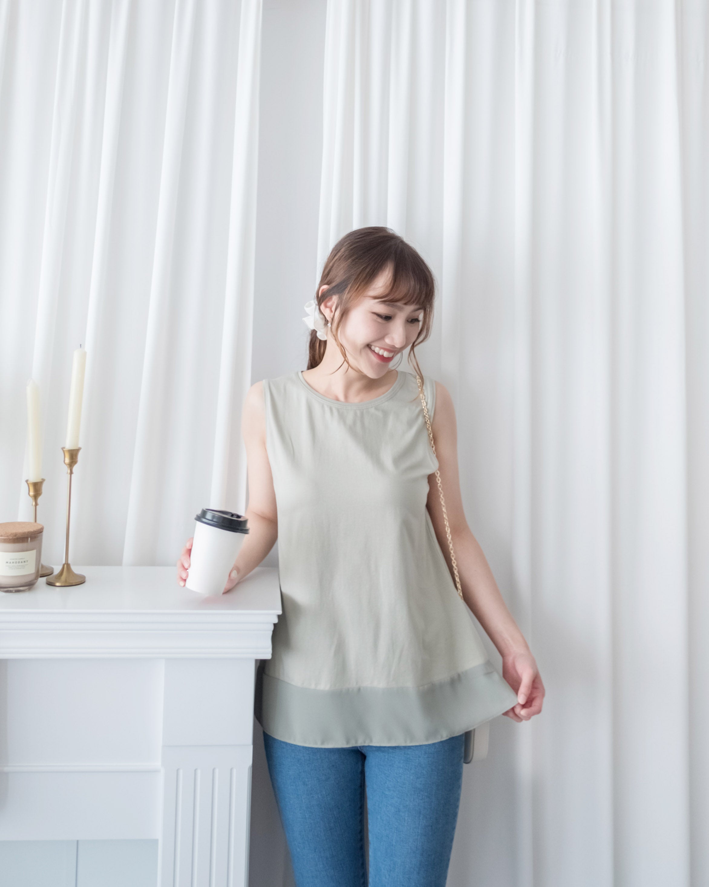 Chiffon End 雪紡衣尾微入膊傘形全袖, Blouse/ TP8855