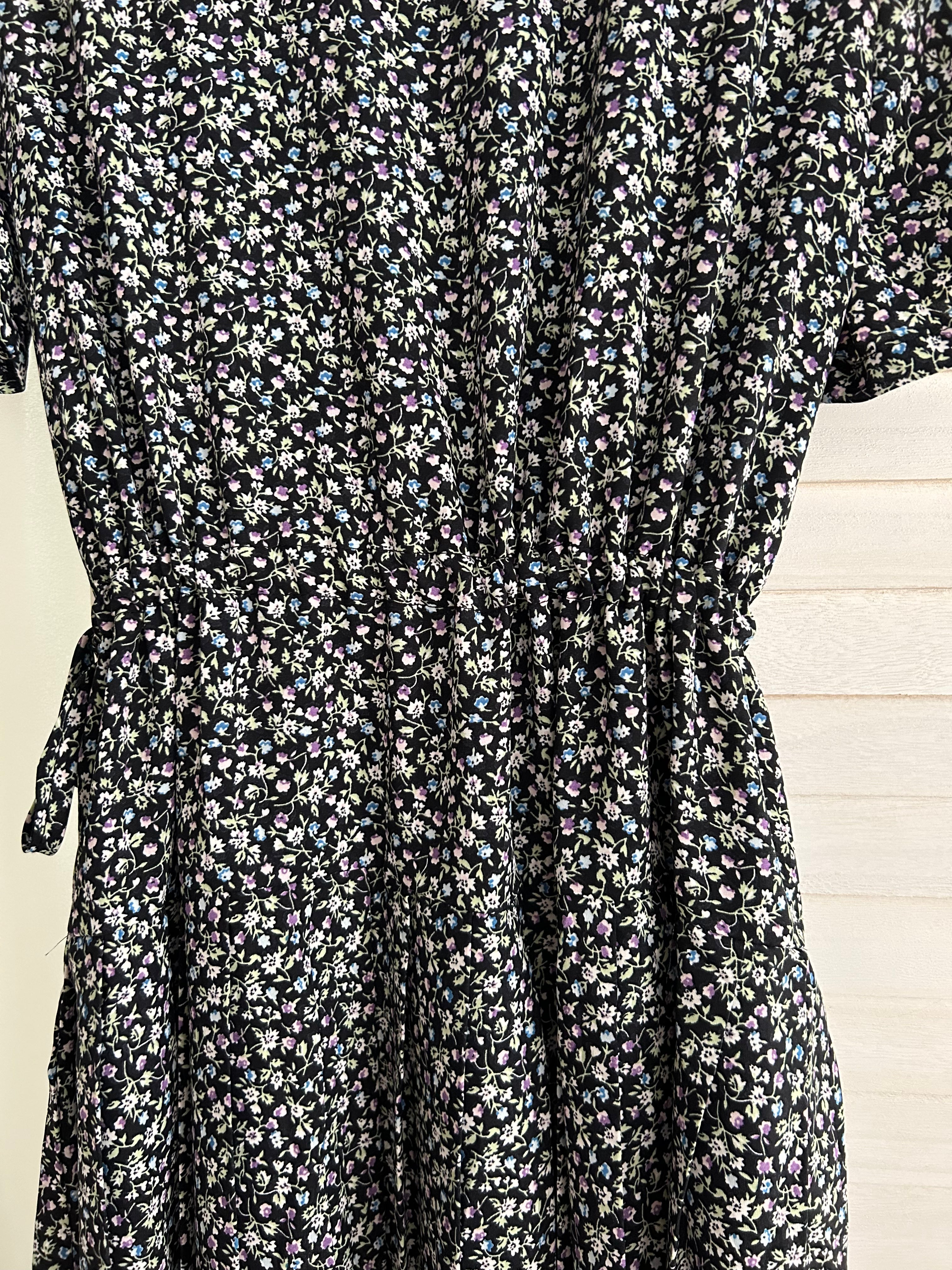 Blackberry 黑梅子彩花側蝴蝶腰下百褶傘裙, Dress/ DS9319