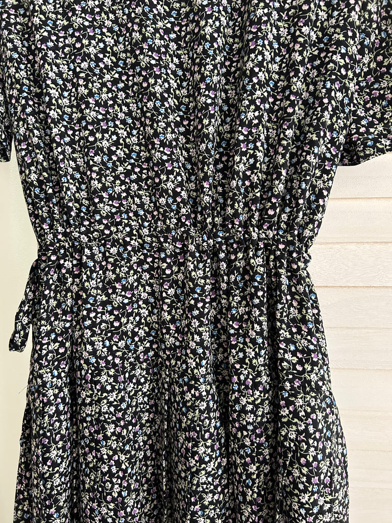 Blackberry 黑梅子彩花側蝴蝶腰下百褶傘裙, Dress/ DS9319