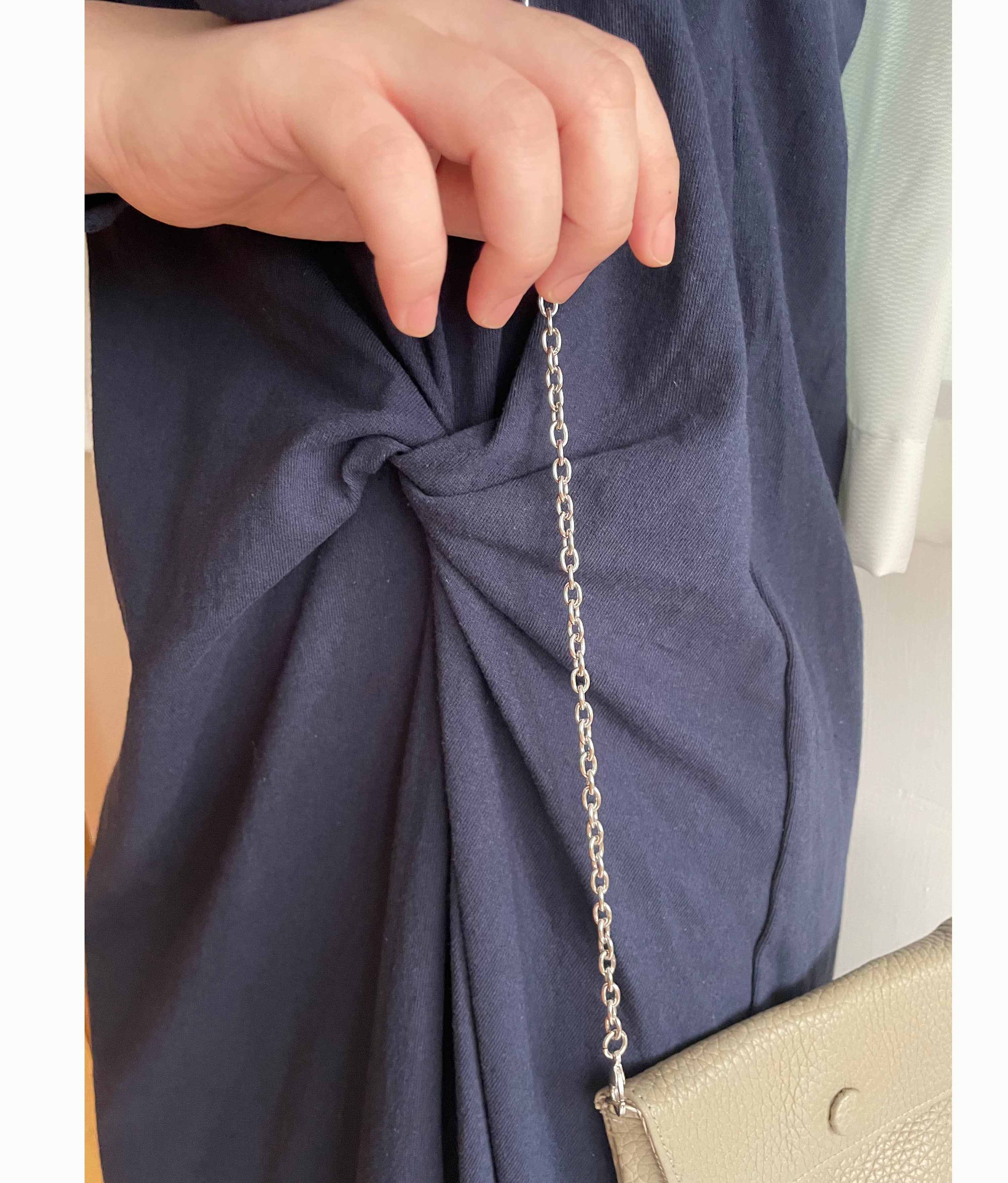 Navy Twist 深藍色側扭紋舒適棉質連身裙, Dress/ DS9356