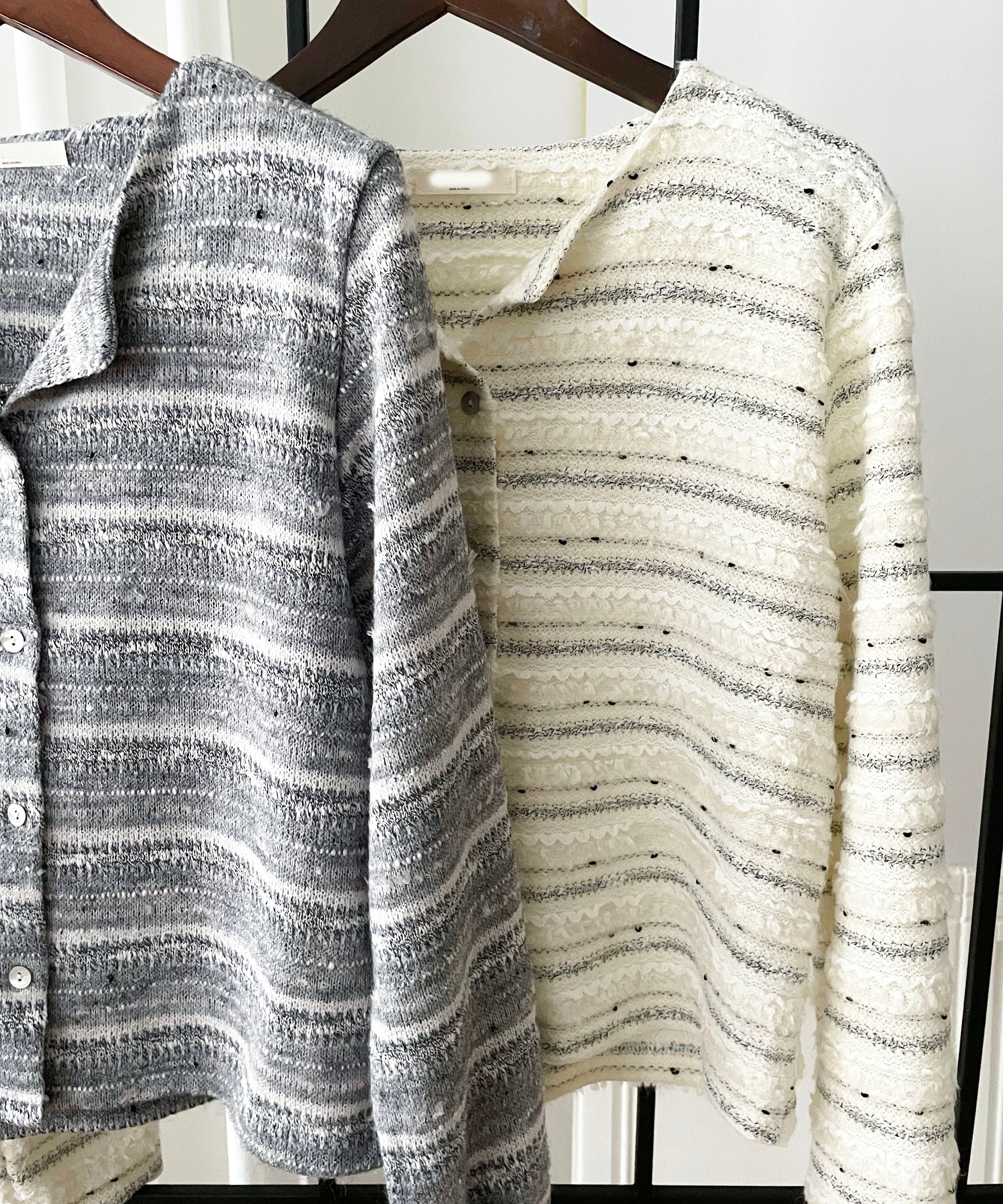 Knit Pattern 舒適織紋混色(白色Lace)合身上衣或外套, Top or Outer/ TP8910