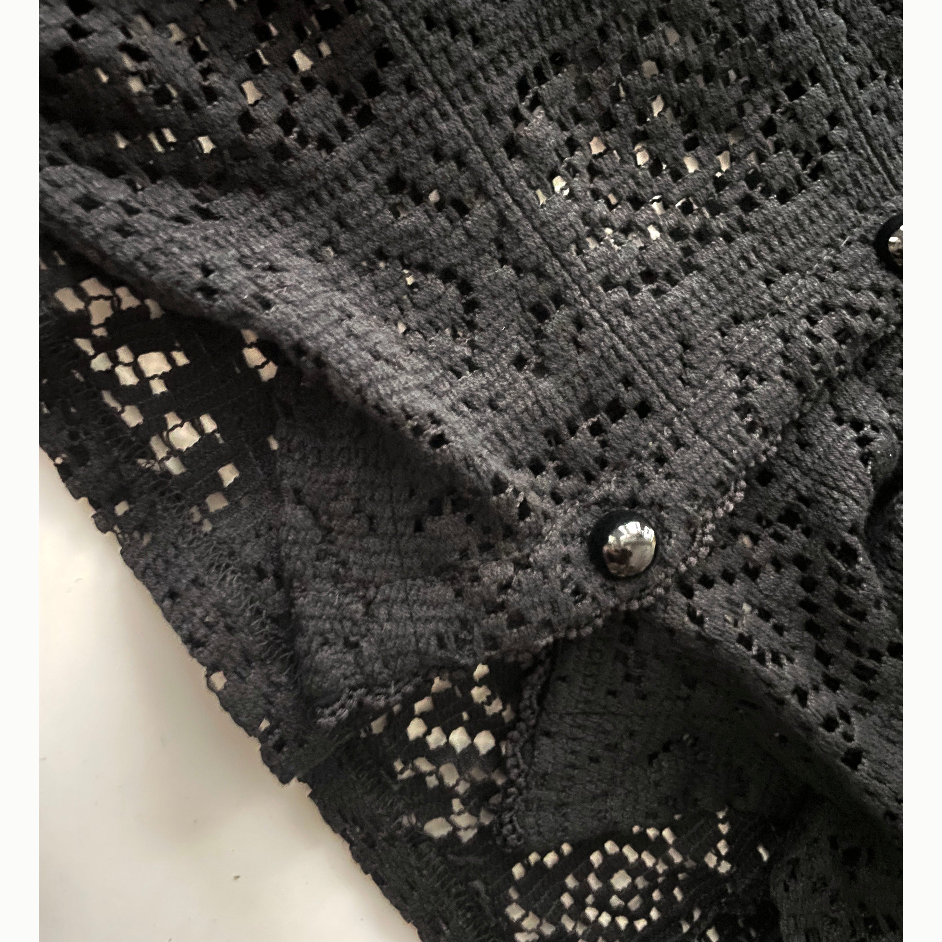 Black Rhombus 黑色菱格通花細緻衣邊上衣或外套, Top or Outer/ TP8918 (不設訂貨款)