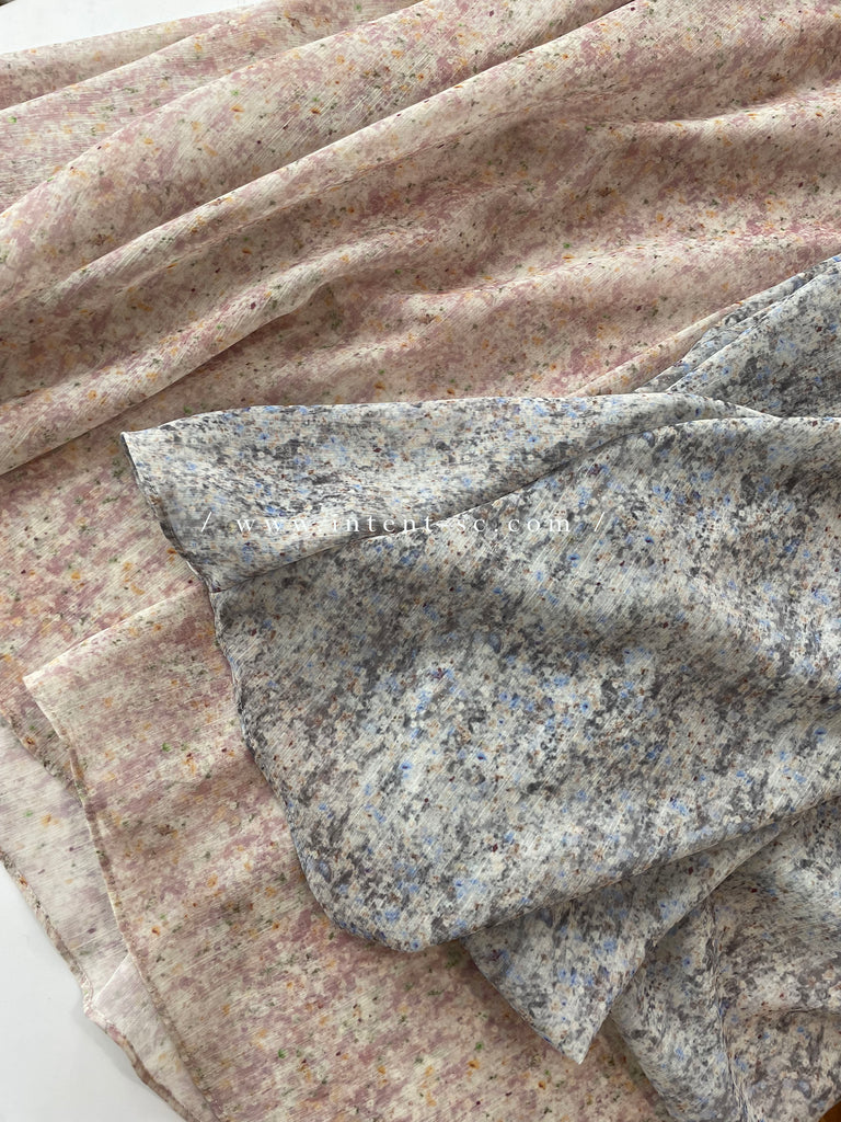 Marble Floral 雲石花花菱格腰間鈕扣後橡筋, Dress/ DS9347