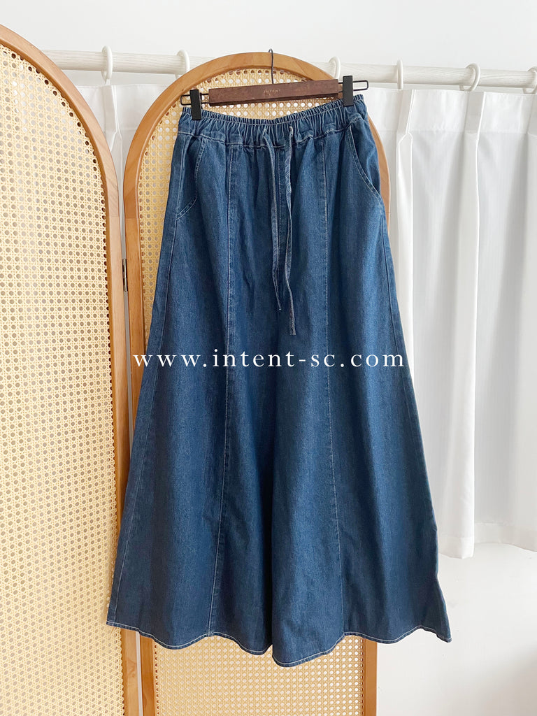 Skirt Wide 白車邊裙形闊腳牛仔褲, Jeans/ SK8754