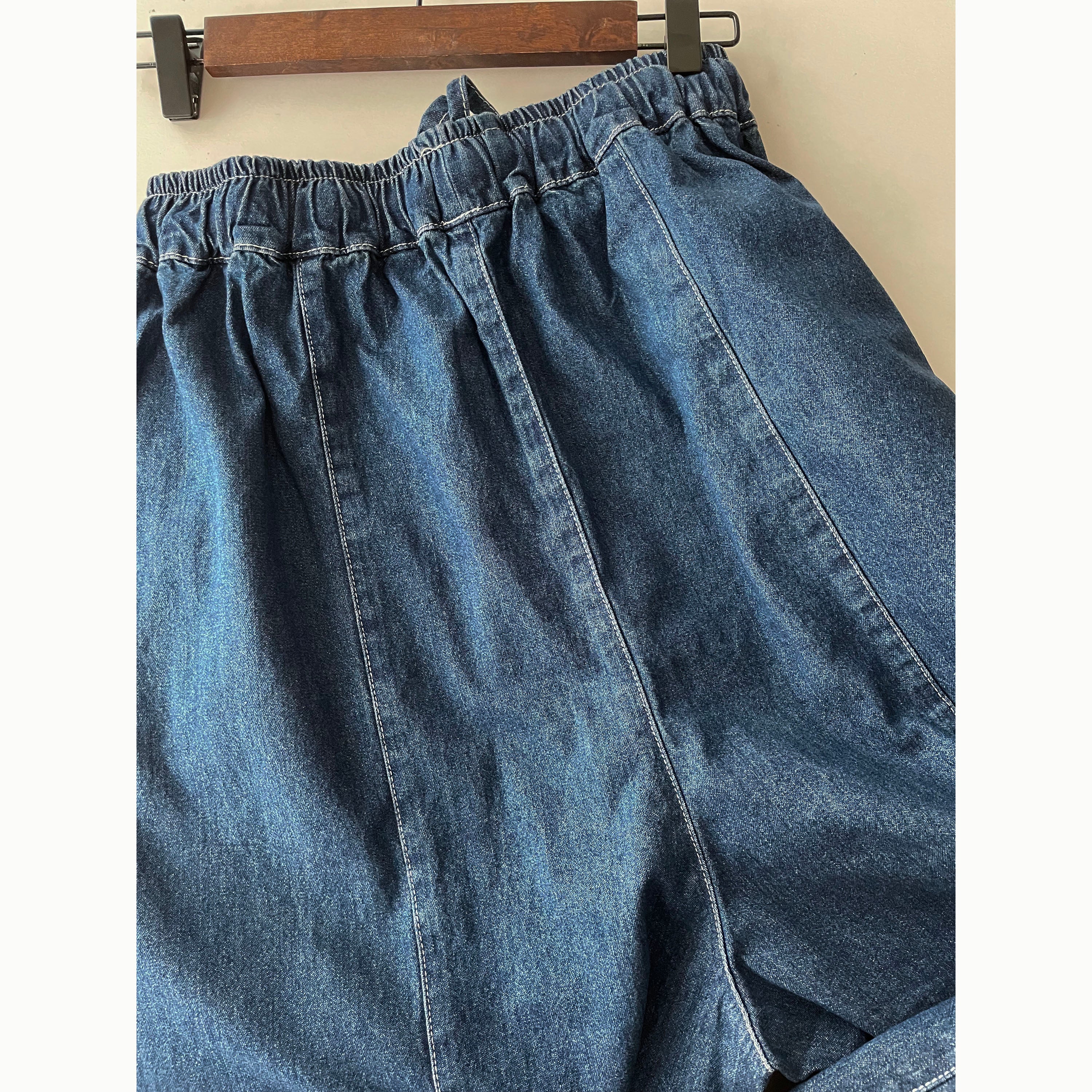 Skirt Wide 白車邊裙形闊腳牛仔褲, Jeans/ SK8754