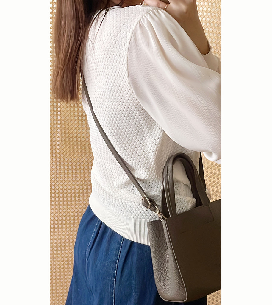 Chiffon Sleeve 花邊領口彈性針織雪紡手袖裝飾鈕, Blouse/ CD8124 (不設訂貨款)