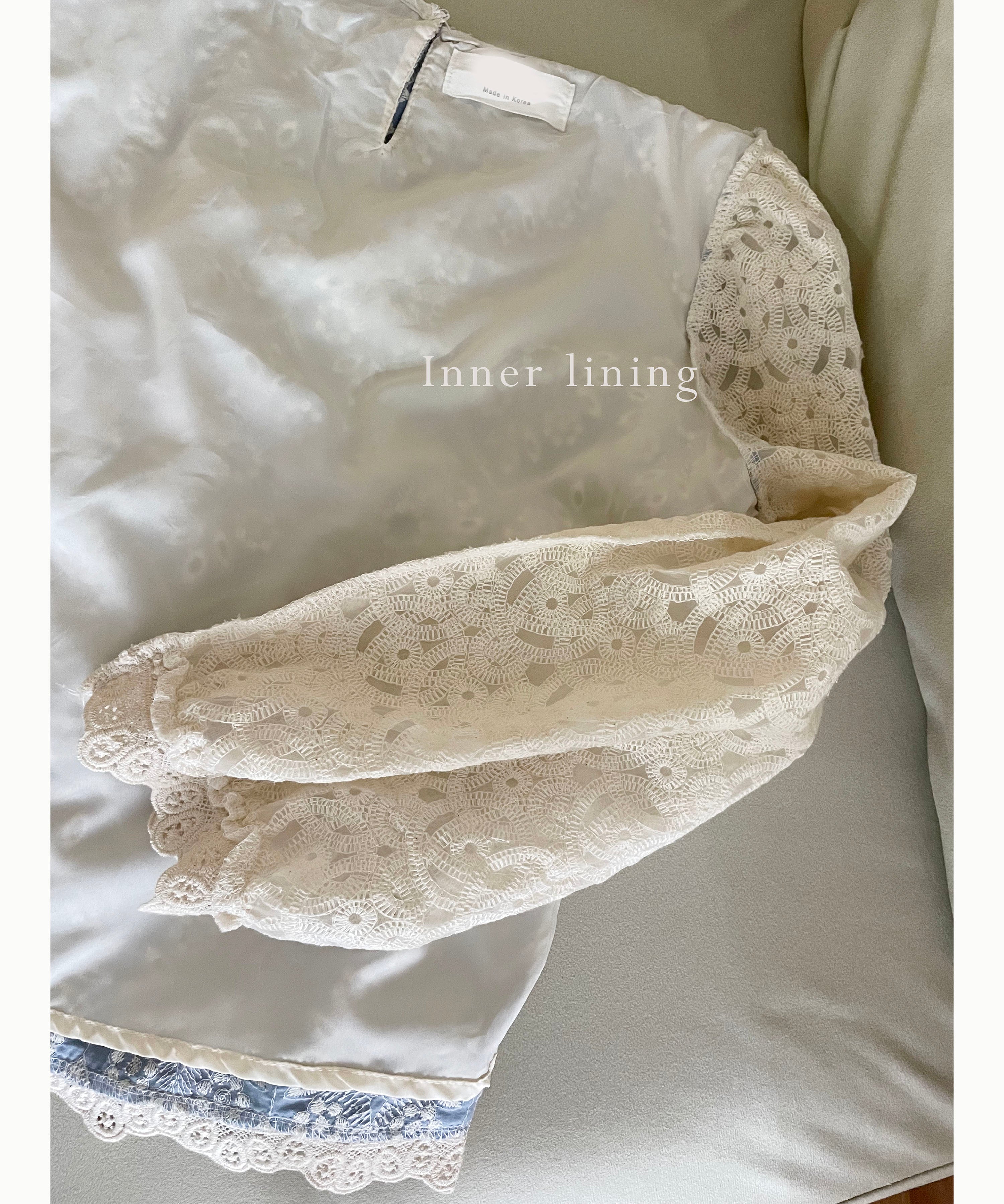 Victoria Lace 維多利亞通花包紗手袖連裡布上衣, BLOUSE/TP8919 (不設訂貨款 lightblue soldout)