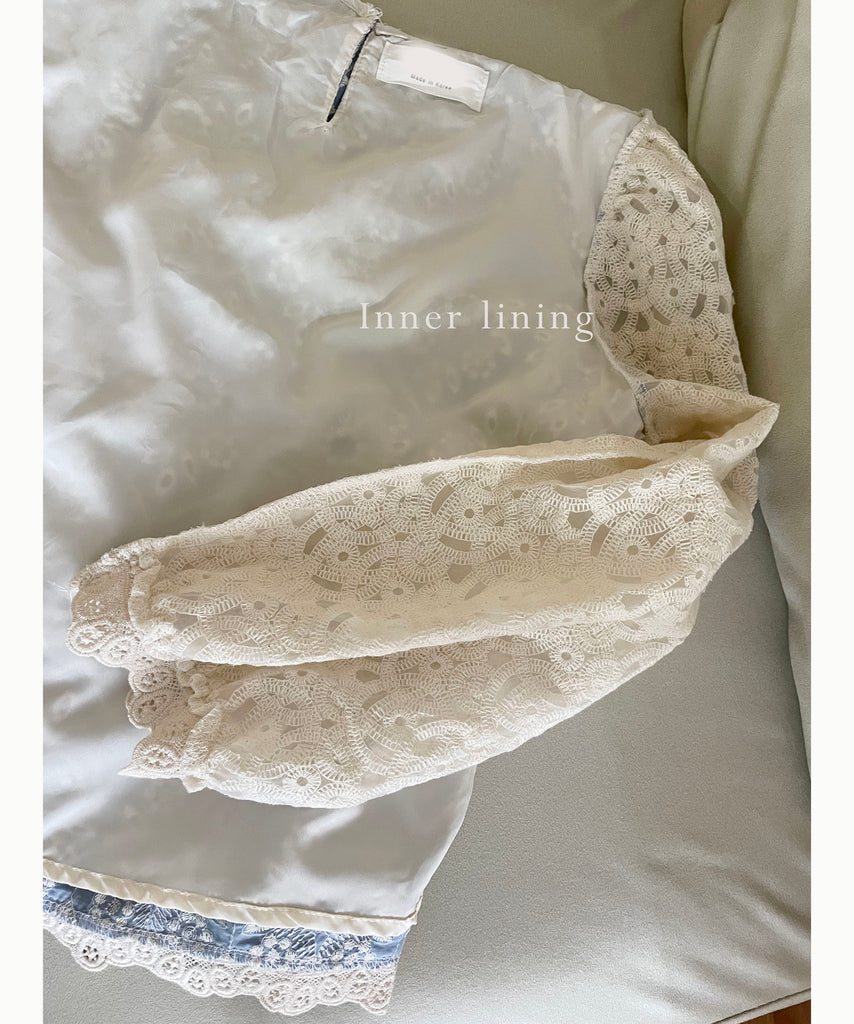 Victoria Lace 維多利亞通花包紗手袖連裡布上衣, BLOUSE/TP8919 (不設訂貨款 lightblue soldout)