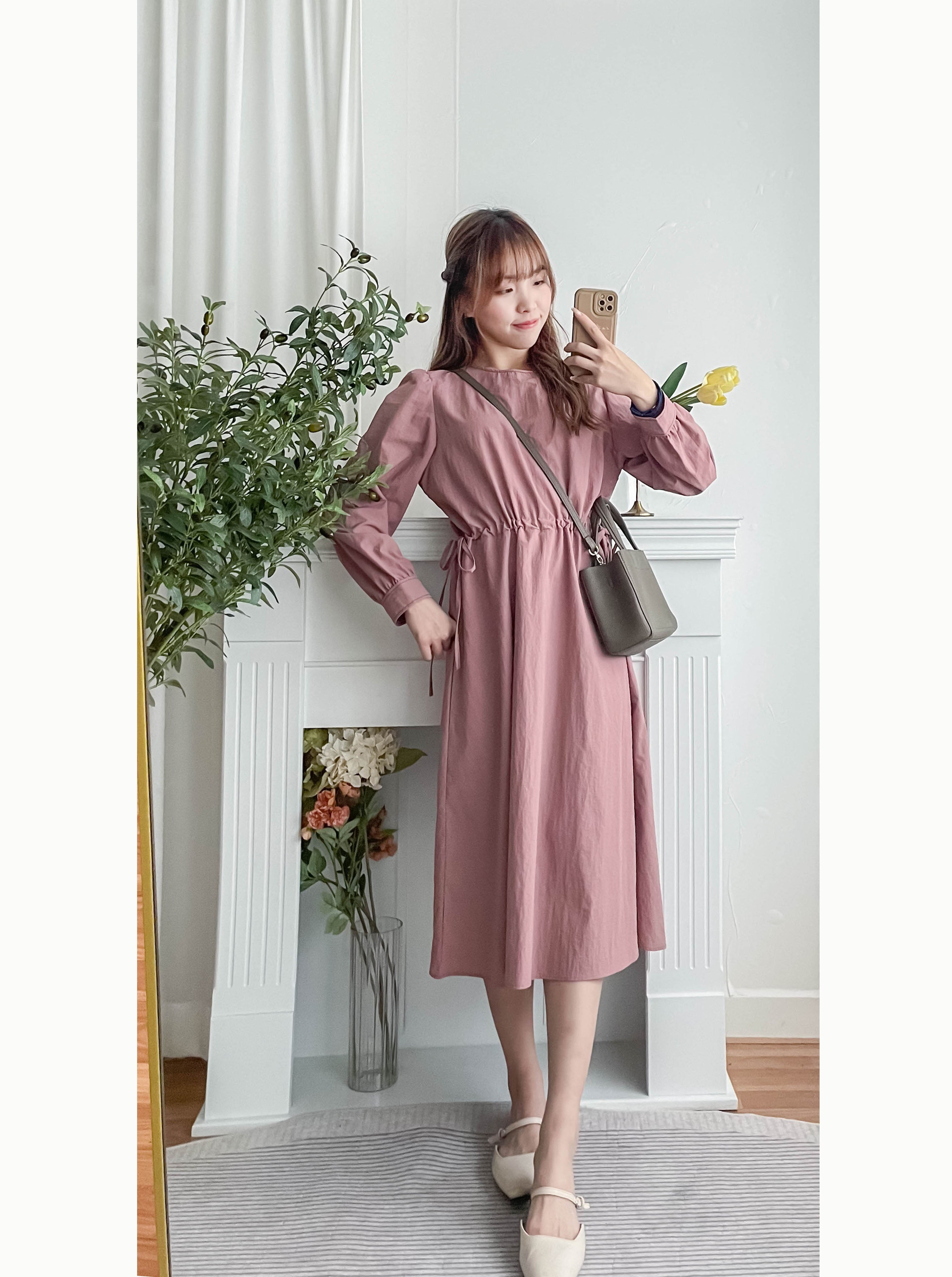 Border Ribbon 車線設計腰側蝴蝶修腰顯瘦連身裙, Dress/ DS9362