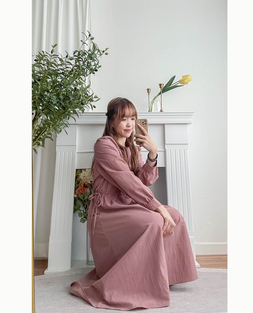 Border Ribbon 車線設計腰側蝴蝶修腰顯瘦連身裙, Dress/ DS9362