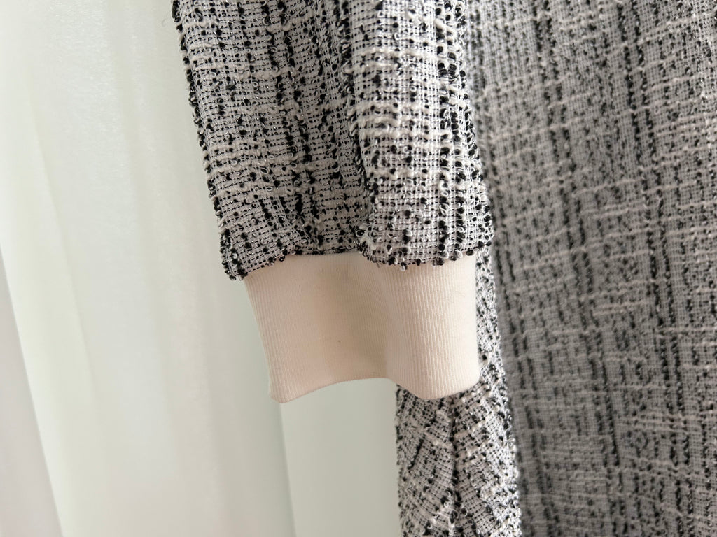 My Coco 十字線混灰細緻金鈕全彈性氣質連身裙, Dress/ DS9327