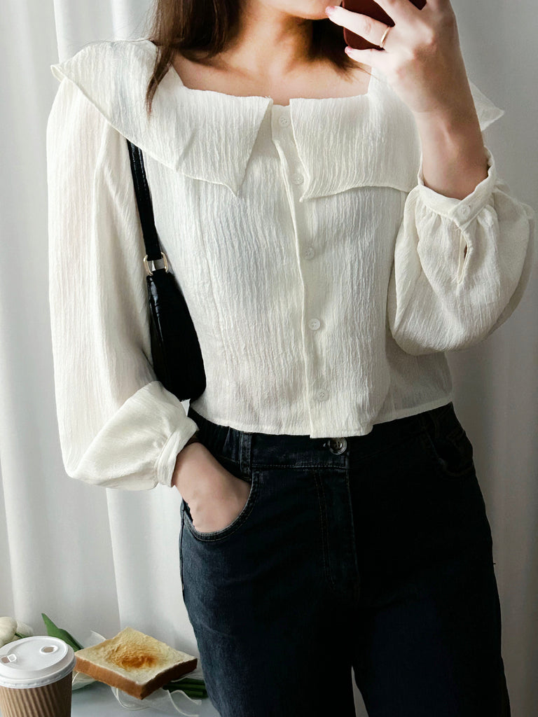 Wonderland 方領荷葉領口飄逸上衣, Blouse/ BU8969