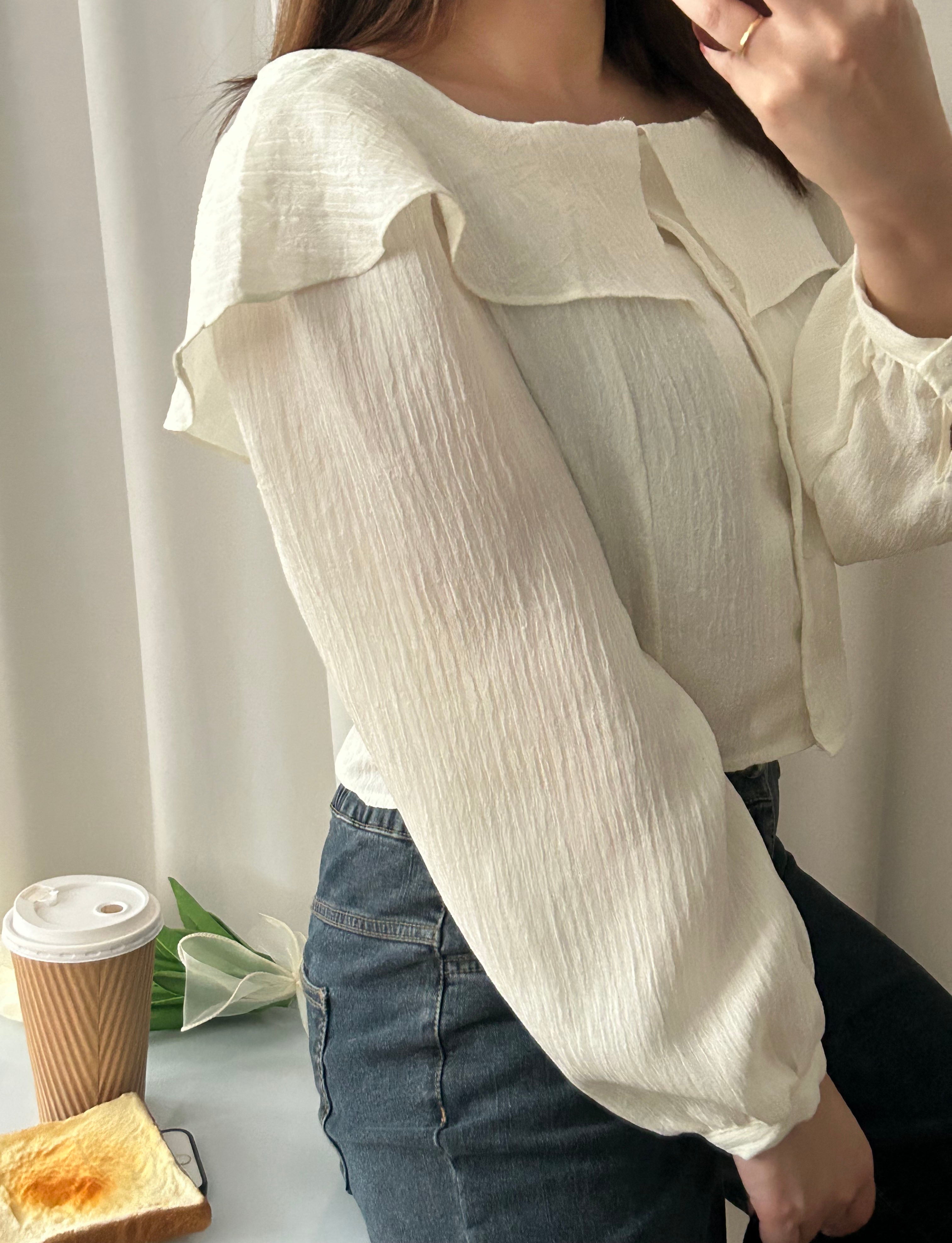 Wonderland 方領荷葉領口飄逸上衣, Blouse/ BU8969