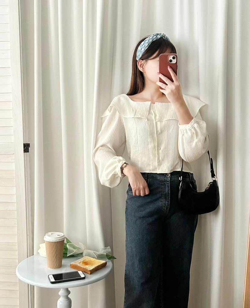Wonderland 方領荷葉領口飄逸上衣, Blouse/ BU8969