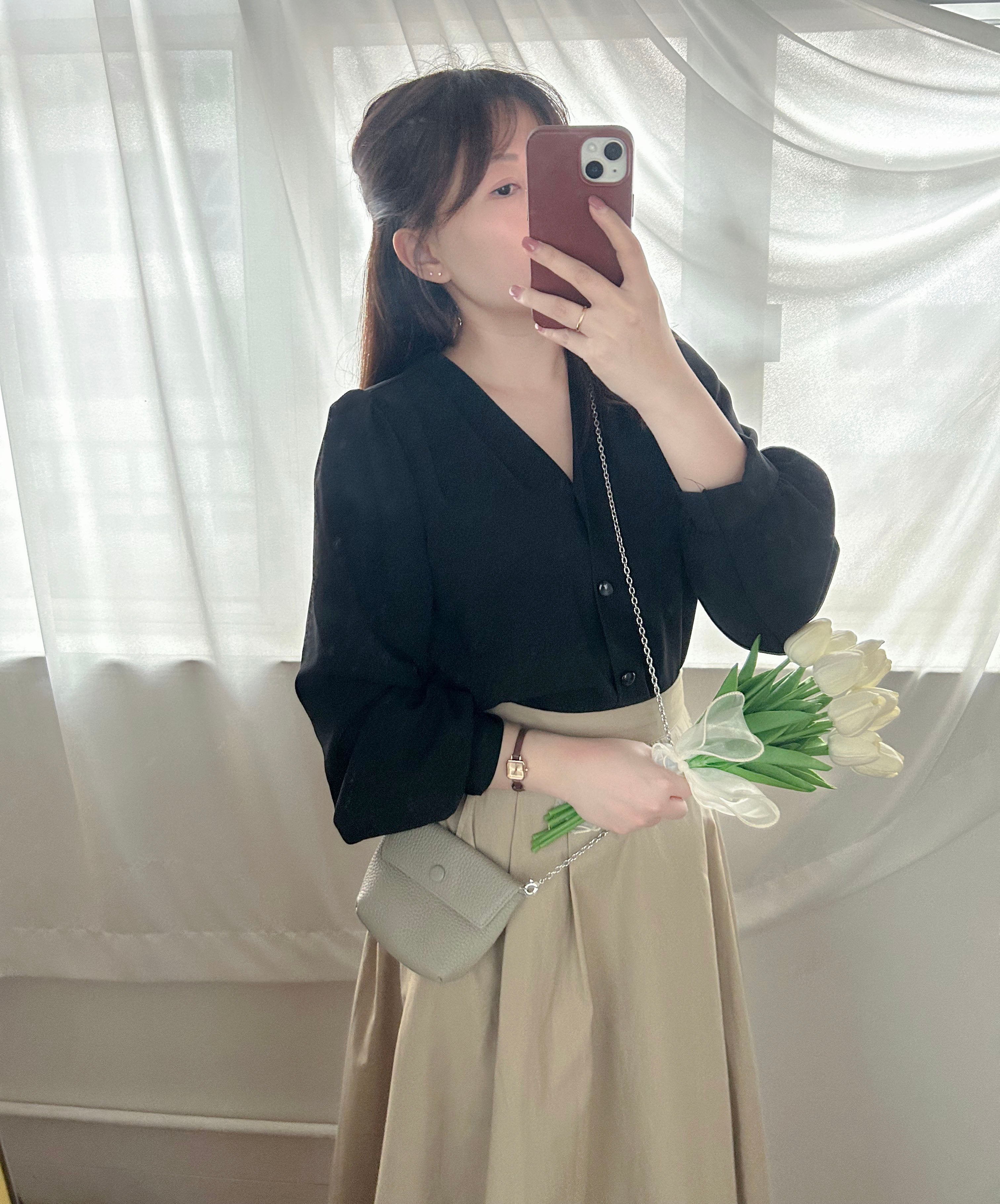 Beige Flair 優雅隨性挺身杏色口袋傘裙, Skirt/ SK8730