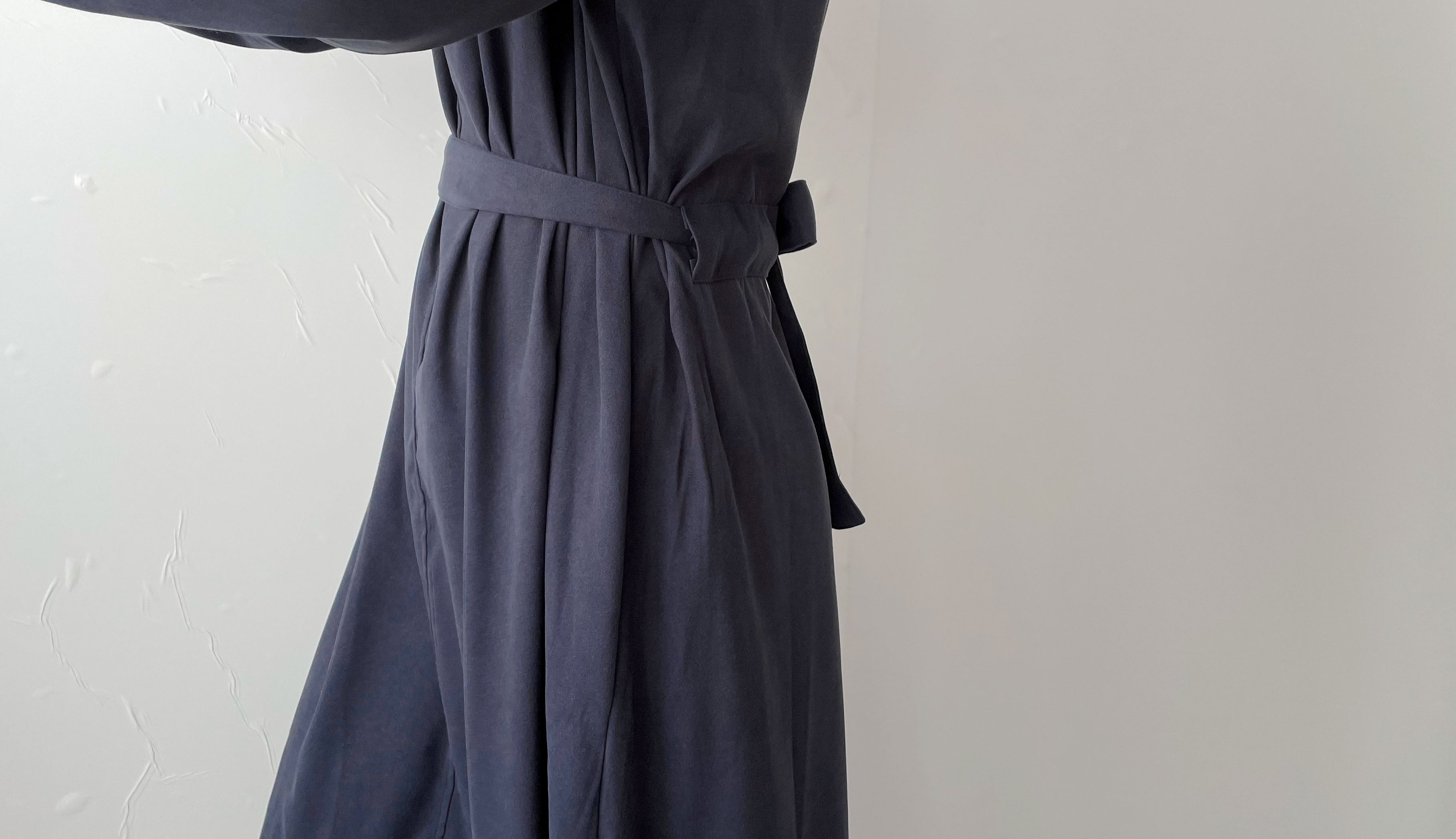 Back Ribbon 船領環形後蝴蝶修腰口袋連身裙, Dress/ DS9364