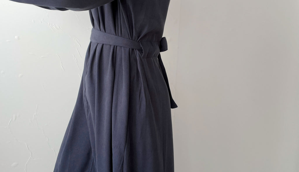 Back Ribbon 船領環形後蝴蝶修腰口袋連身裙, Dress/ DS9364