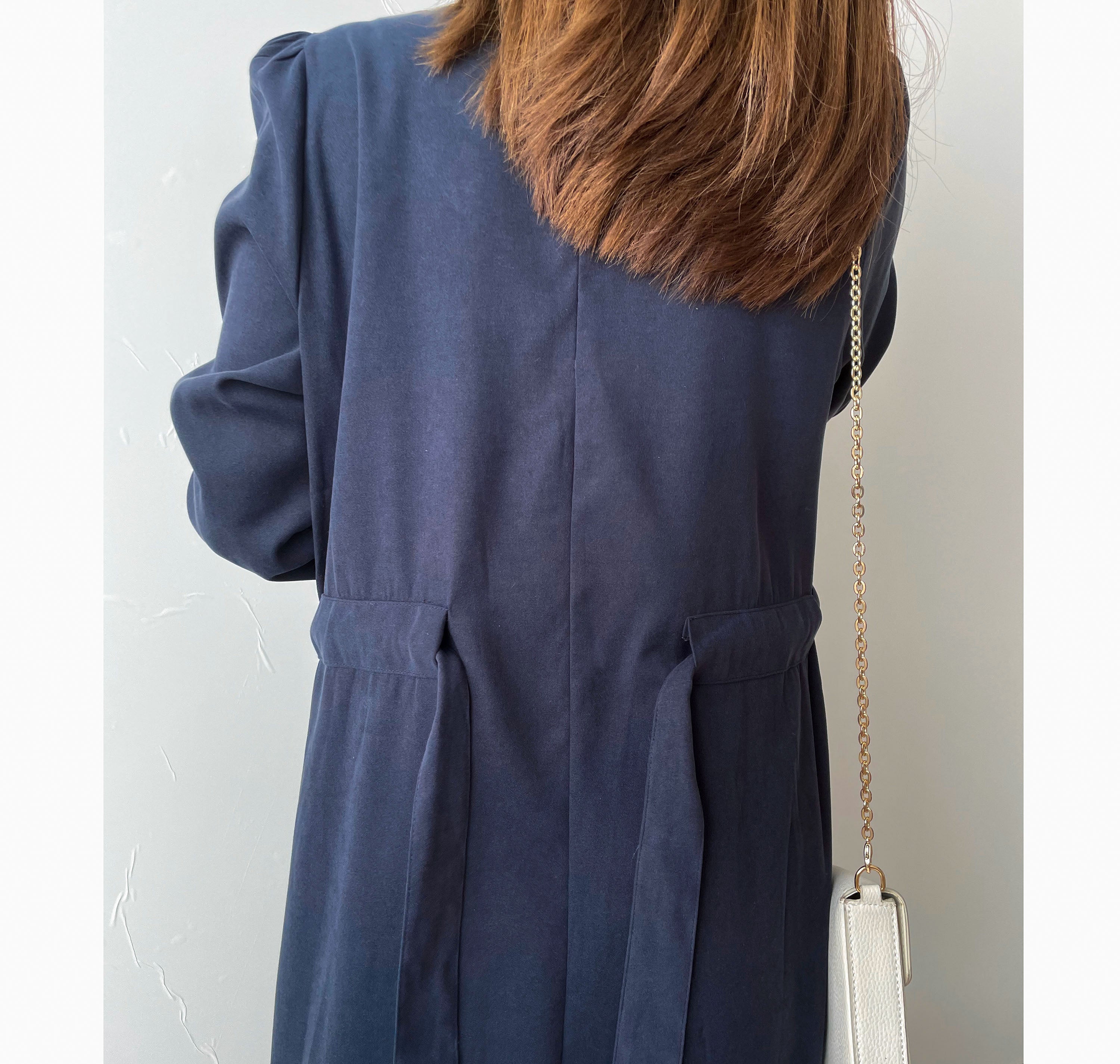 Back Ribbon 船領環形後蝴蝶修腰口袋連身裙, Dress/ DS9364