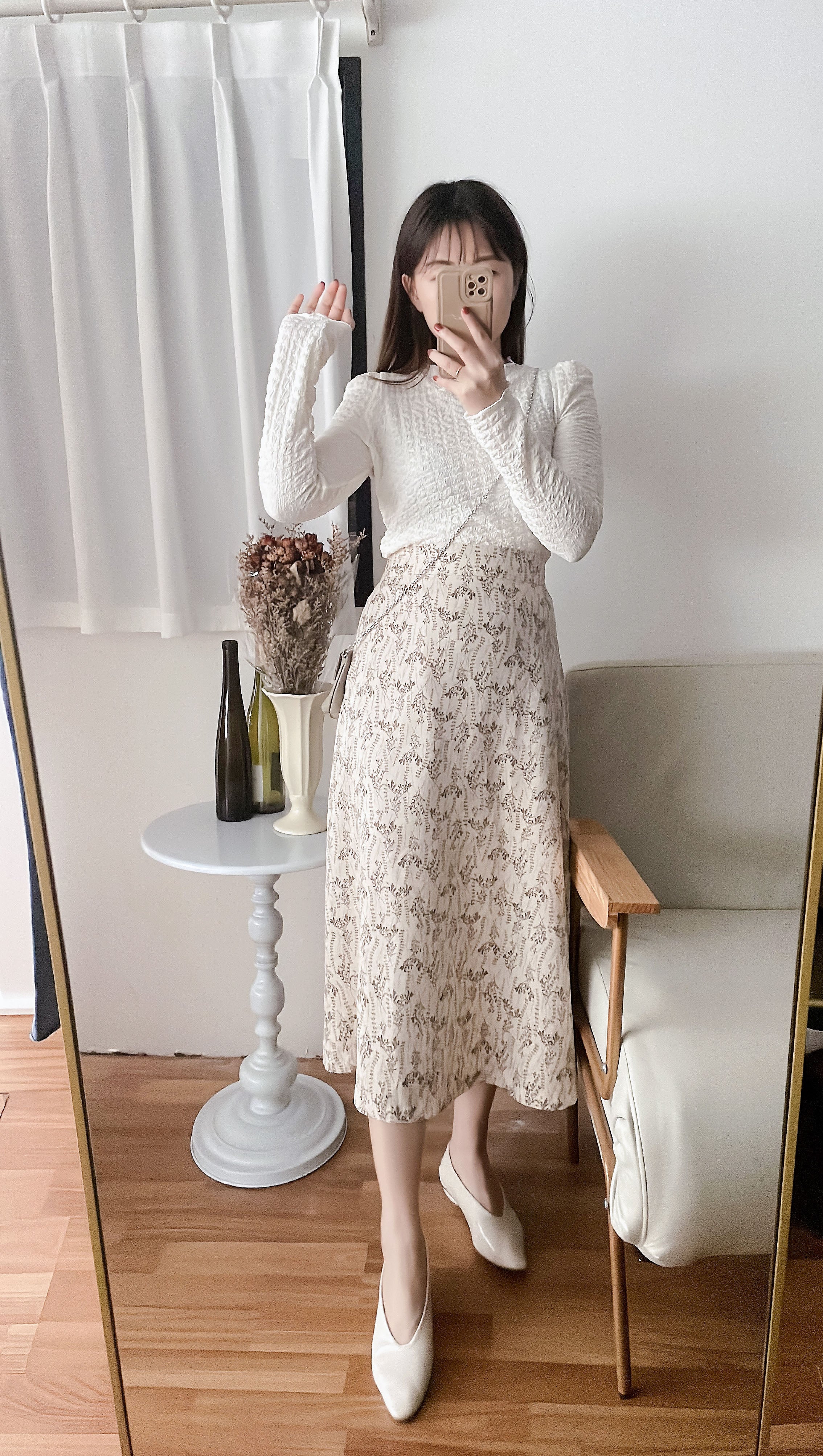 Wheat 象牙色小麥圖案溫柔飄逸, Skirt/ SK8755