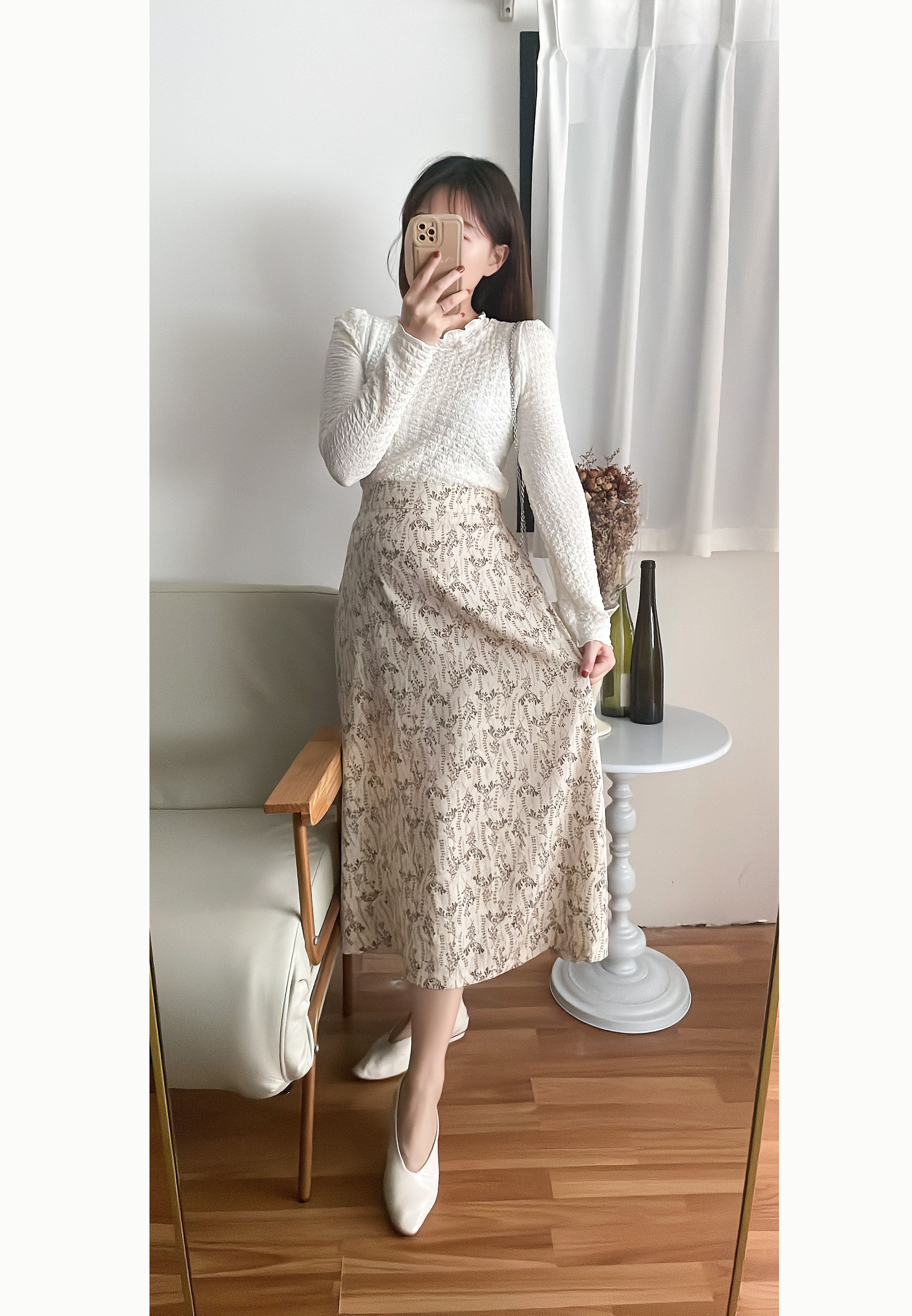 Wheat 象牙色小麥圖案溫柔飄逸, Skirt/ SK8755