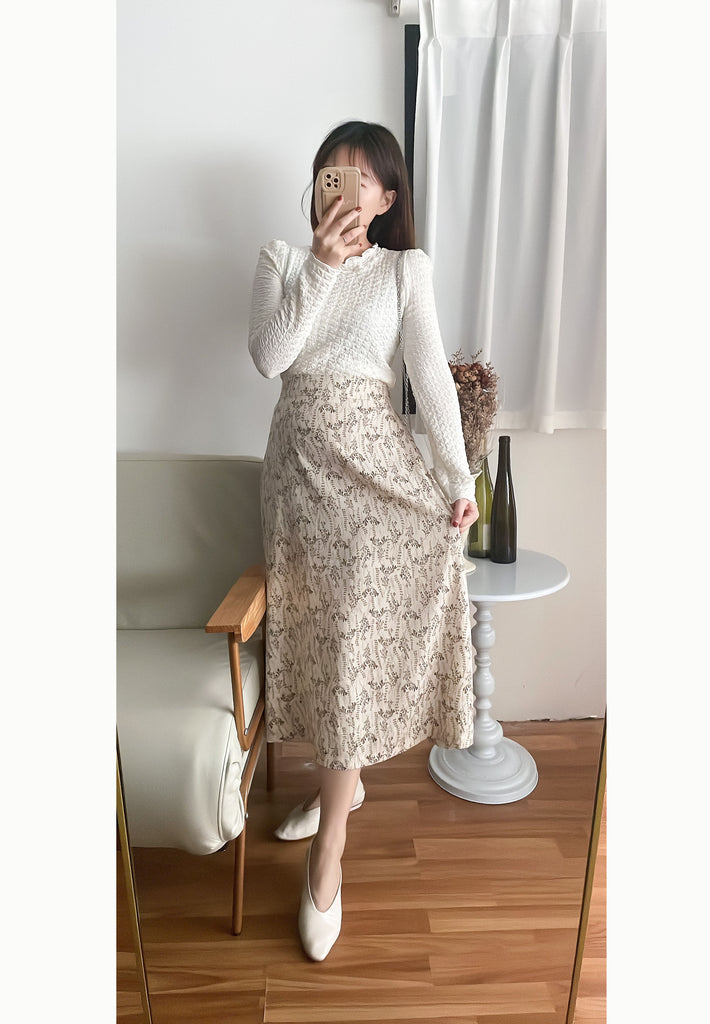 Wheat 象牙色小麥圖案溫柔飄逸, Skirt/ SK8755