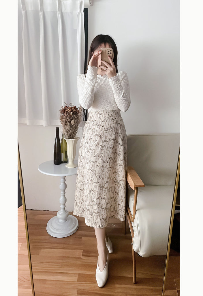 Wheat 象牙色小麥圖案溫柔飄逸, Skirt/ SK8755