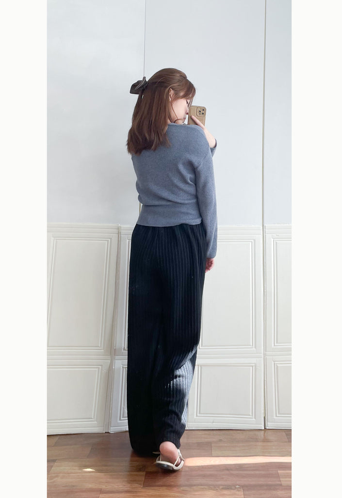 Patterned 彈性線料織紋闊褲, Pants/ PT8401