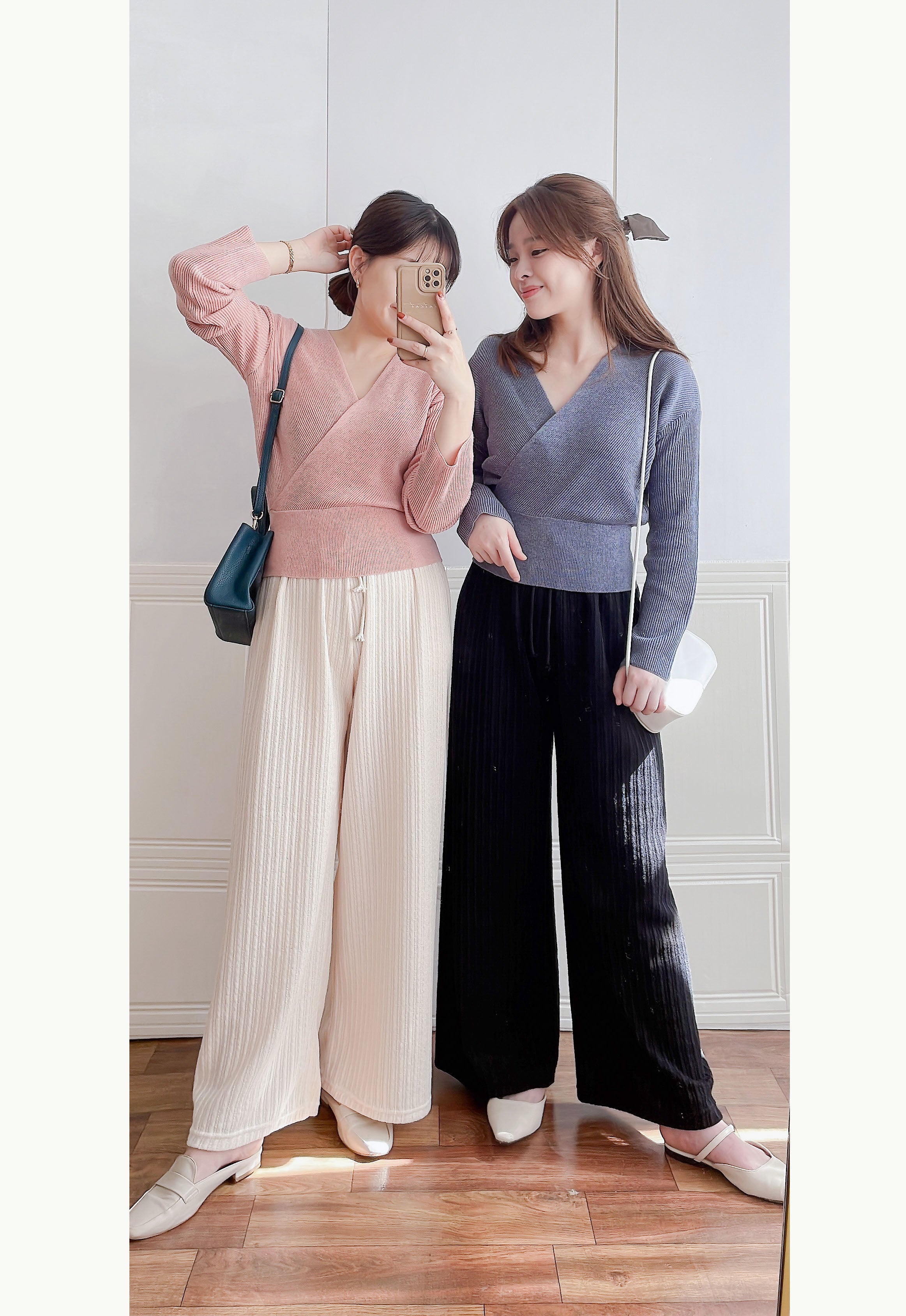 Patterned 彈性線料織紋闊褲, Pants/ PT8401