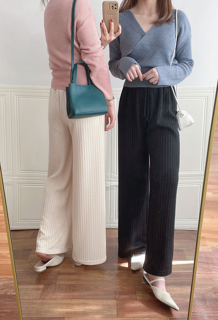 Patterned 彈性線料織紋闊褲, Pants/ PT8401