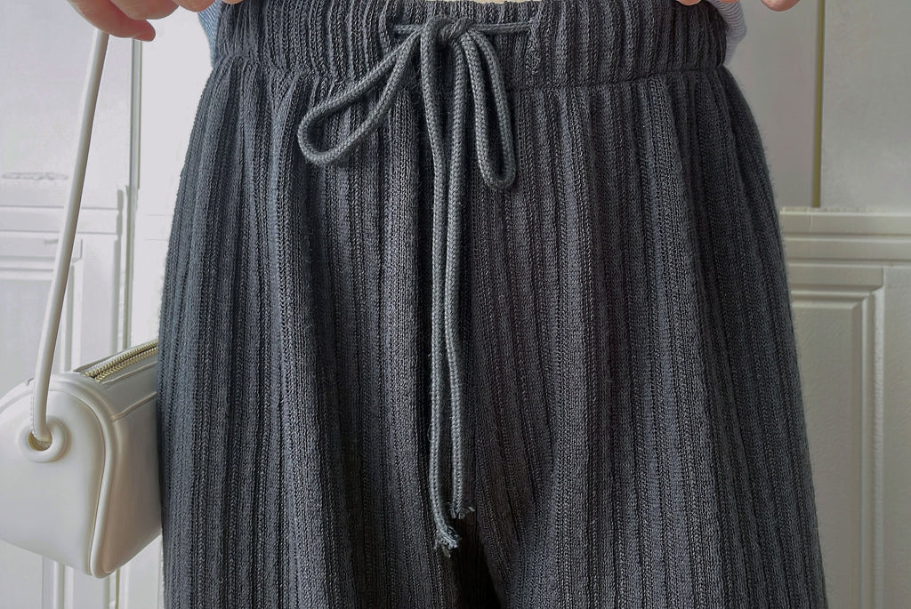 Patterned 彈性線料織紋闊褲, Pants/ PT8401