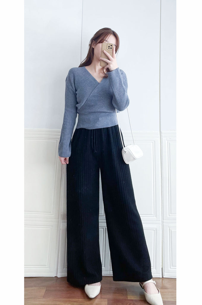 Patterned 彈性線料織紋闊褲, Pants/ PT8401