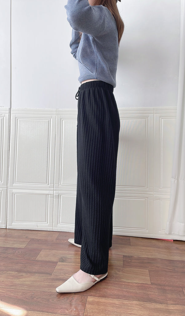 Patterned 彈性線料織紋闊褲, Pants/ PT8401