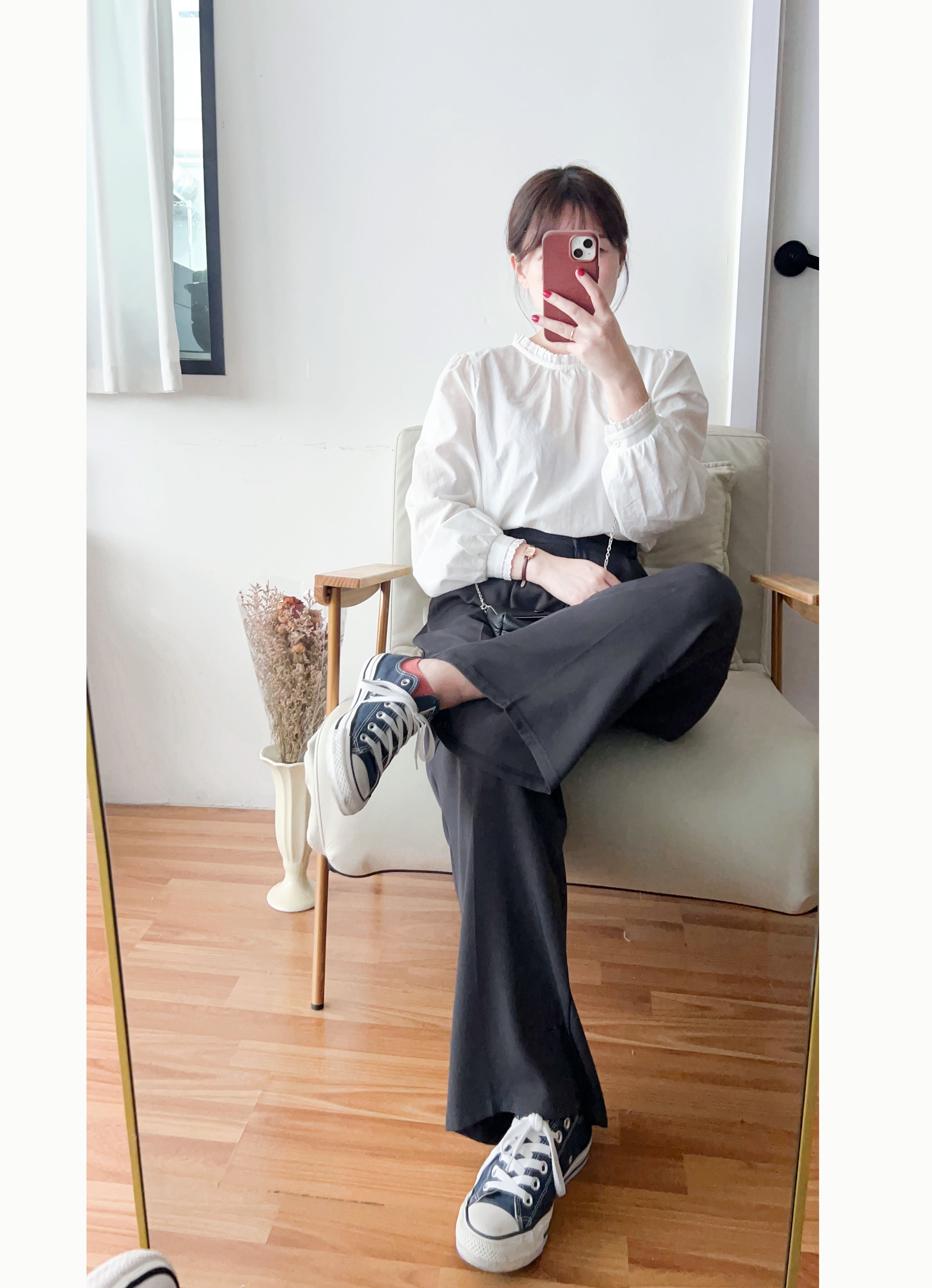 Jersey 修飾腿形100%防皺高質垂感雲石鈕闊腳褲, Pants/ PT8398 (百搭炭黑 Charcoal sold out)