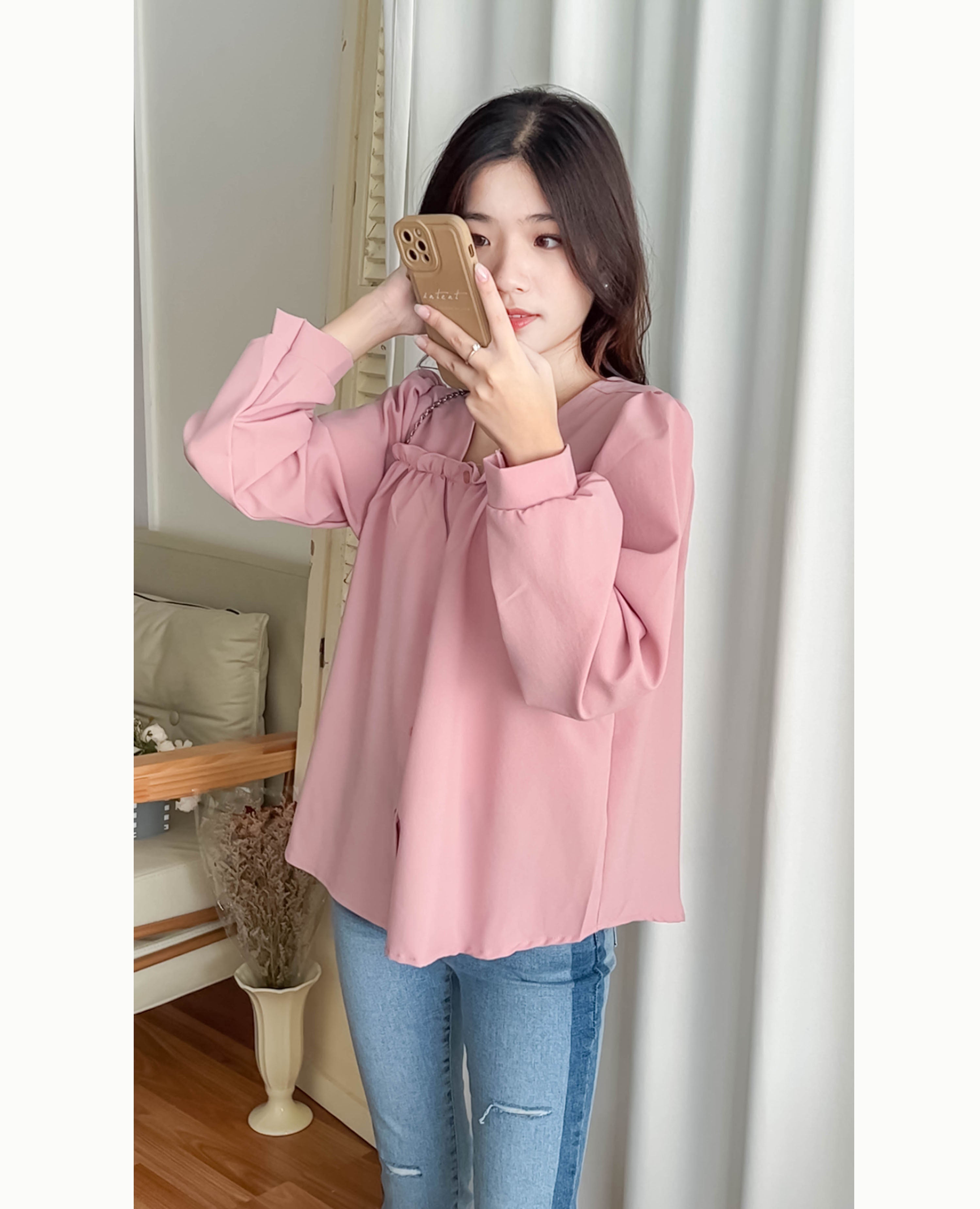 !Limited best deal! Ruffle collar 日常花邊方領口雪紡棉上衣, Blouse/ BU8971