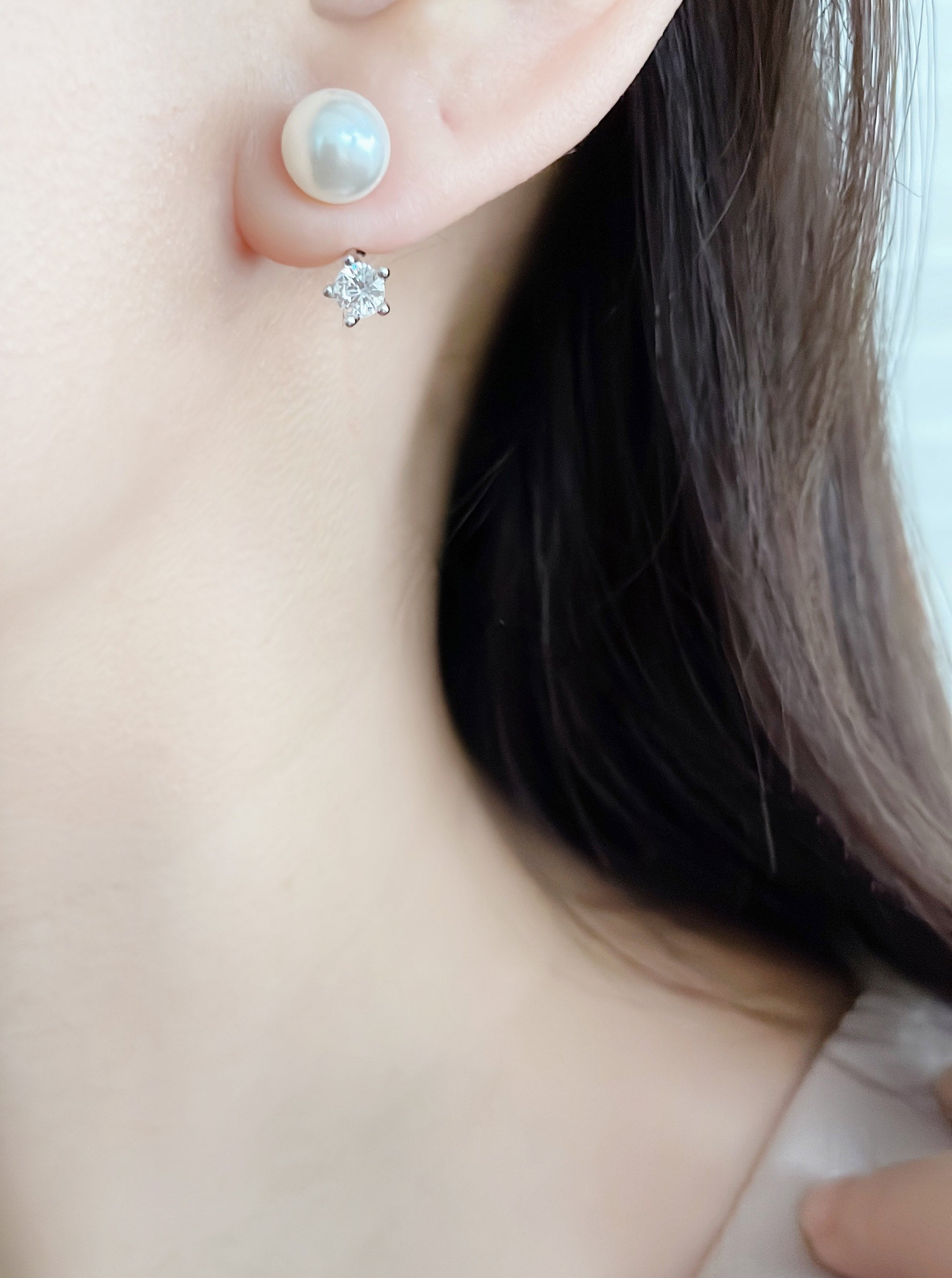 Two way Pearl&crystal, Earrings/ ER8334