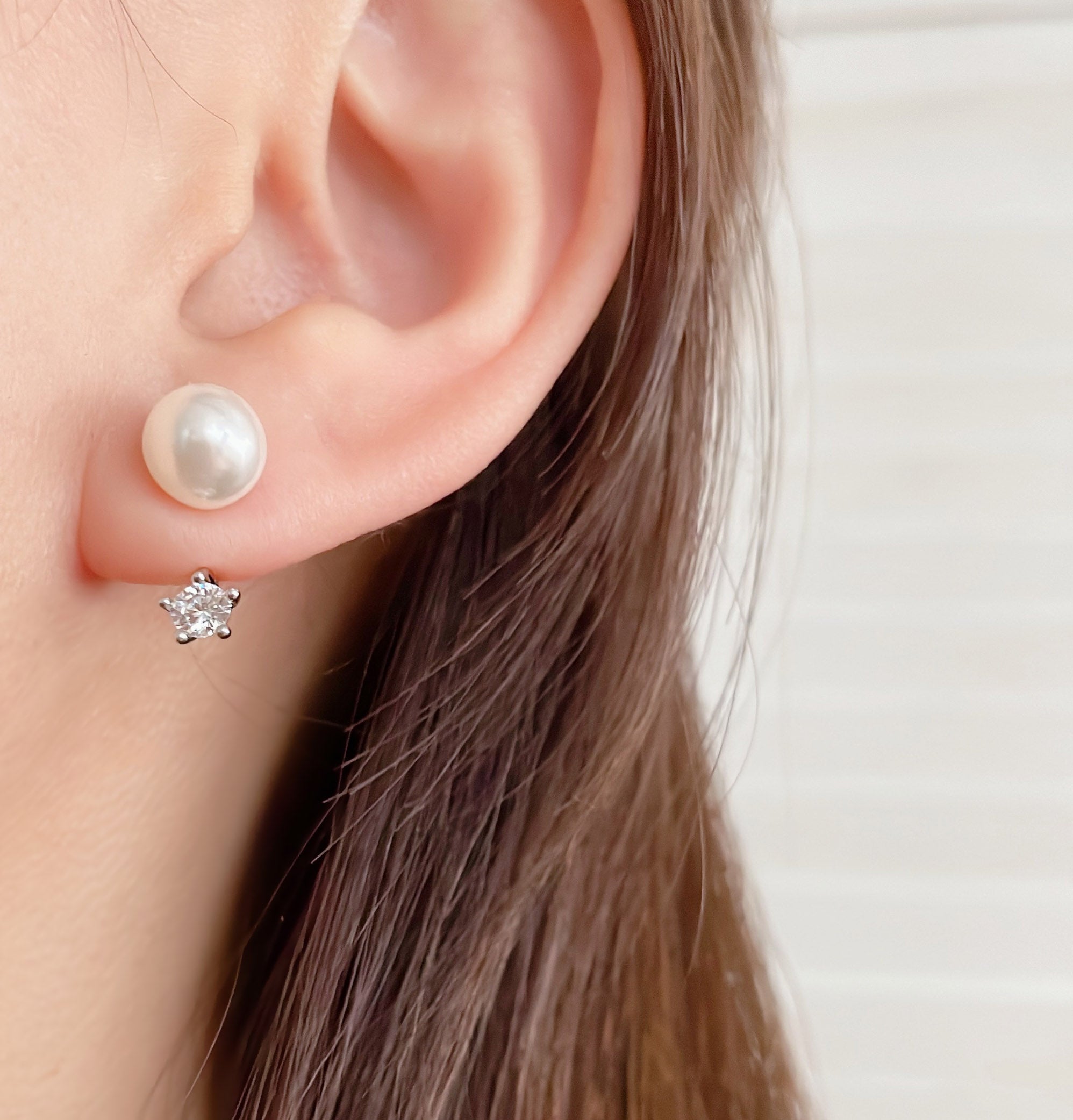 Two way Pearl&crystal, Earrings/ ER8334
