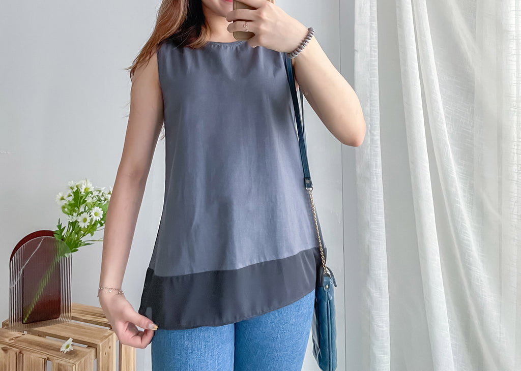 Chiffon End 雪紡衣尾微入膊傘形全袖, Blouse/ TP8855