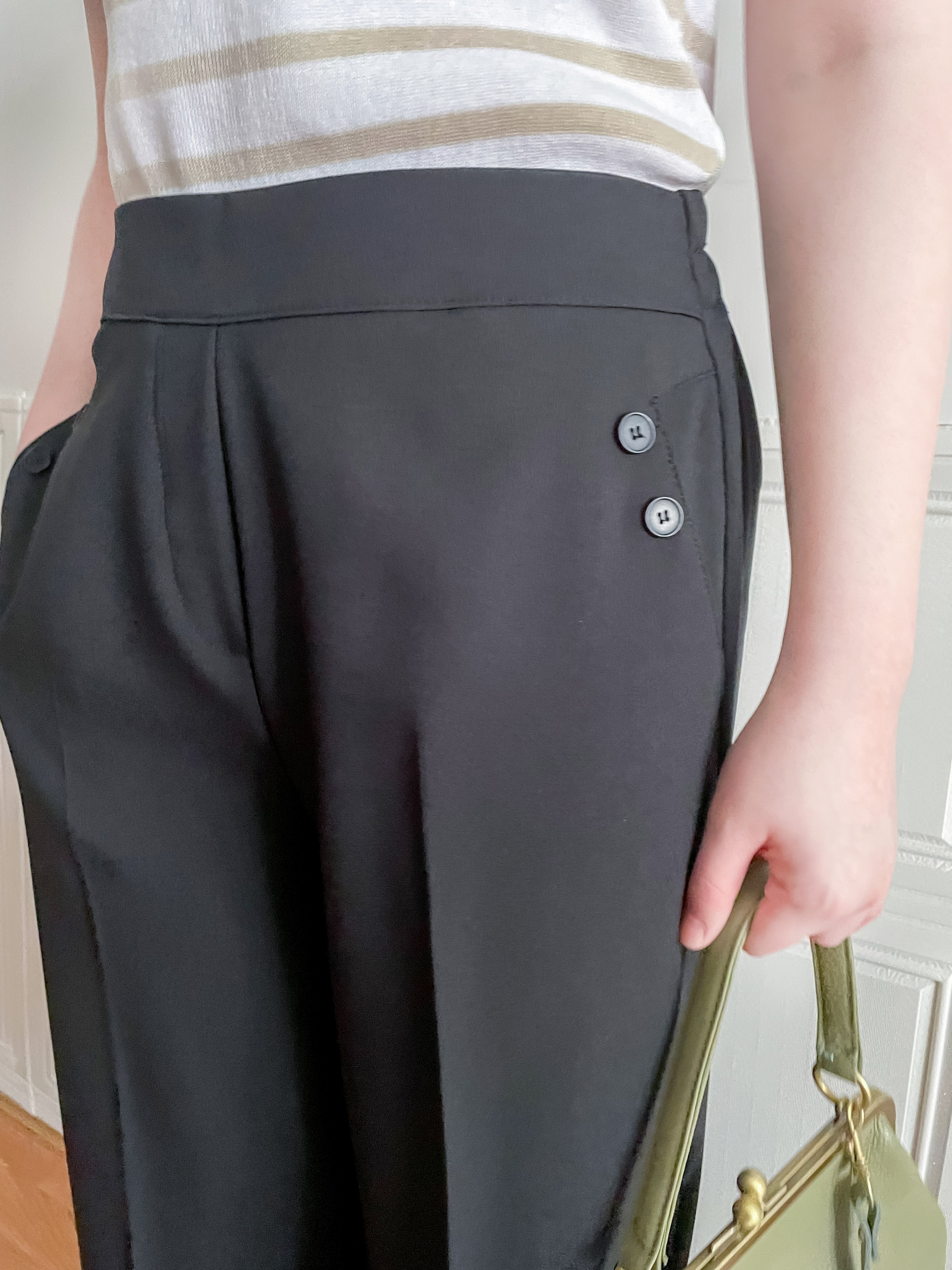 Buttons 三色鈕扣口袋顯瘦闊腳西褲, Pants/ PT8384 (beige/Milktea sold out)