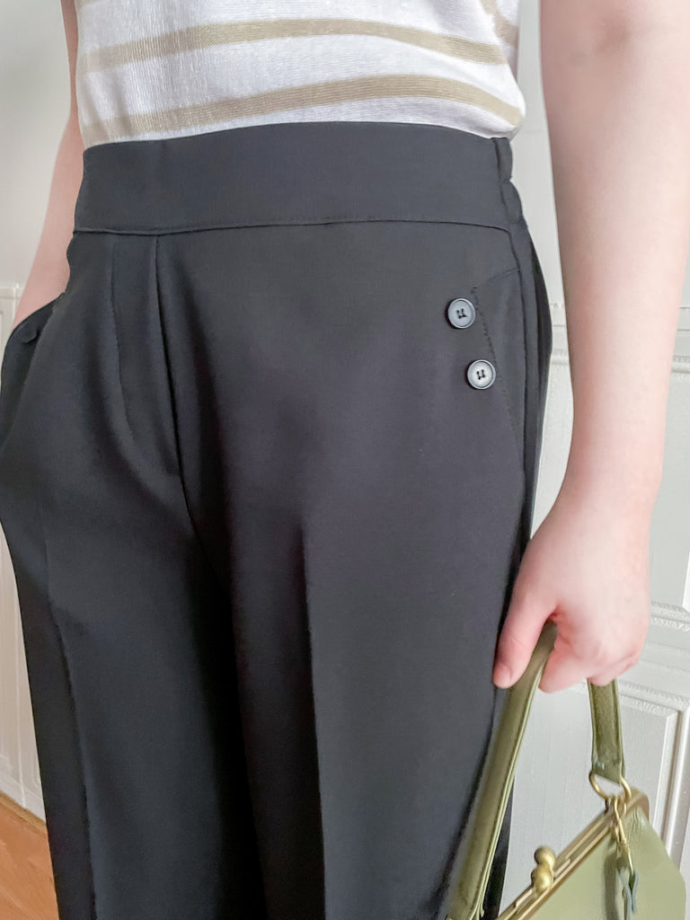 Buttons 三色鈕扣口袋顯瘦闊腳西褲, Pants/ PT8384 (beige/Milktea sold out)