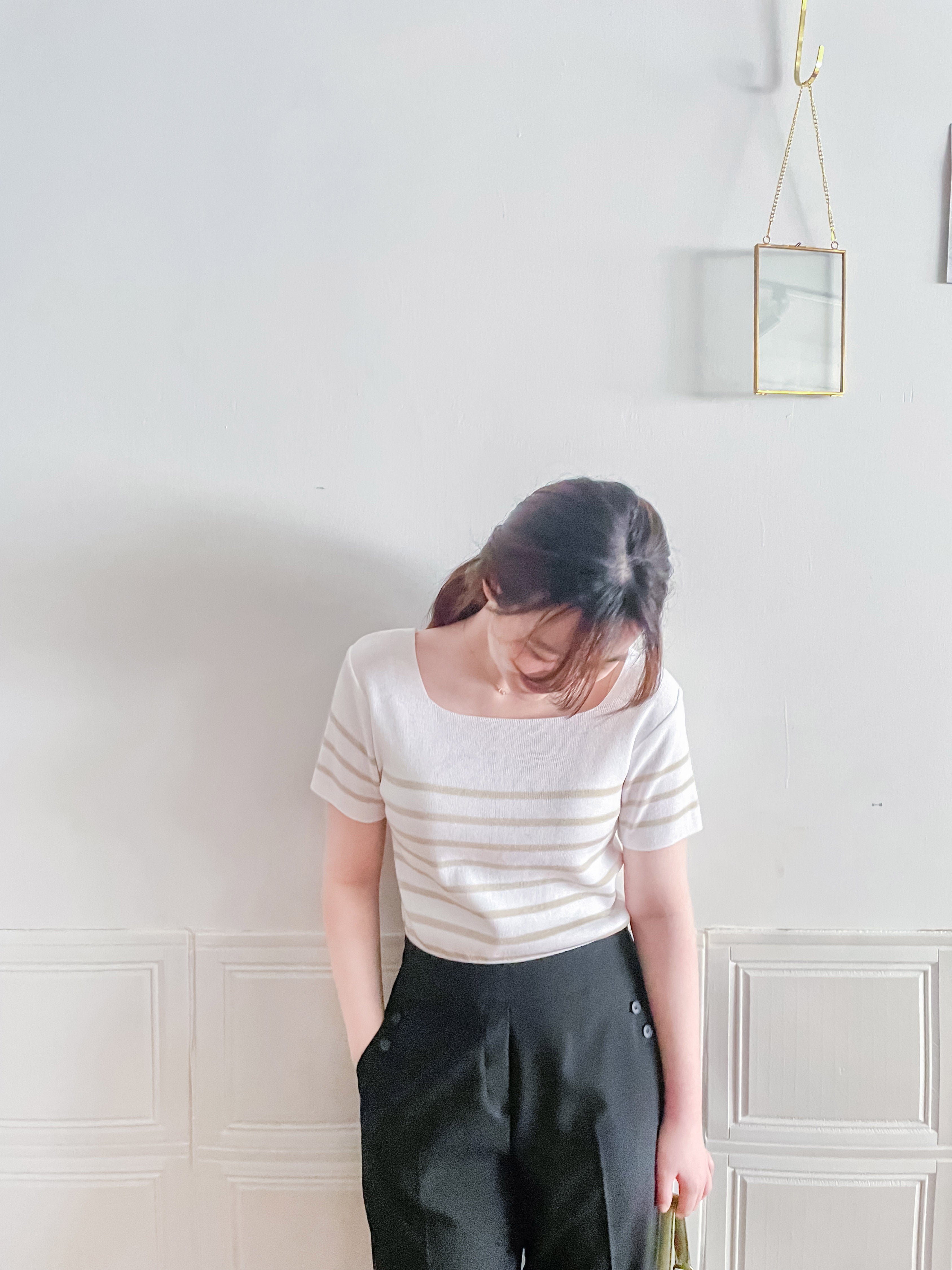 Buttons 三色鈕扣口袋顯瘦闊腳西褲, Pants/ PT8384 (beige/Milktea sold out)