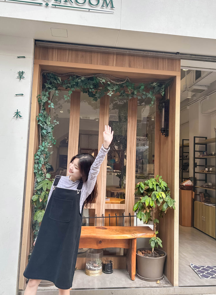 Jumpdress 黑色條紋登芯絨工人裙, Dress/ DS9334