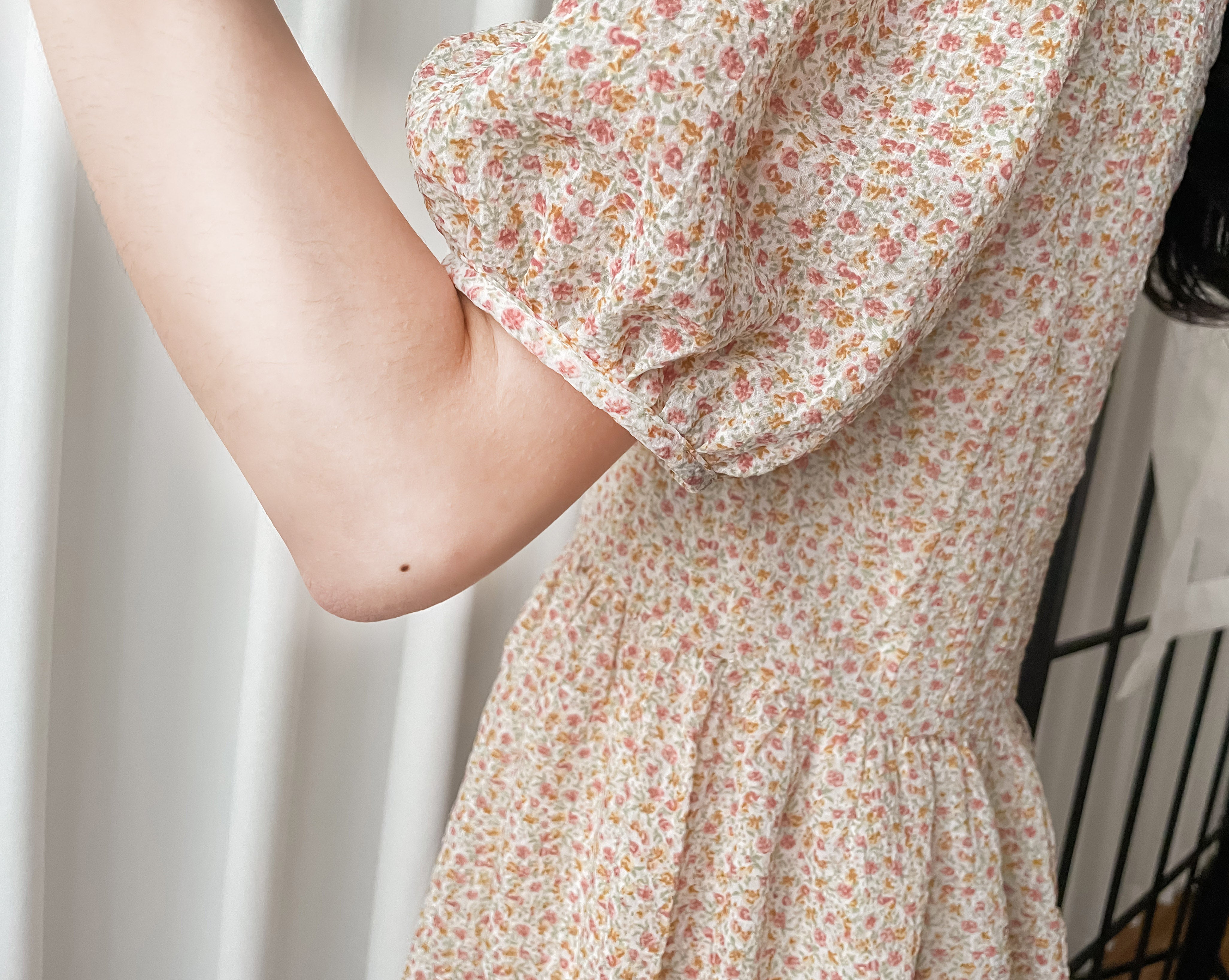 Bubble Floral 方領口泡泡䄂春日小花皺皺連身裙,Dress/ DS9264 (pink sold out)
