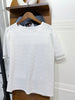 (可平日著嘅雪紡) Casual Chiffon 純白暗條紋紗邊裝飾上衣, Blouse/ BU9020